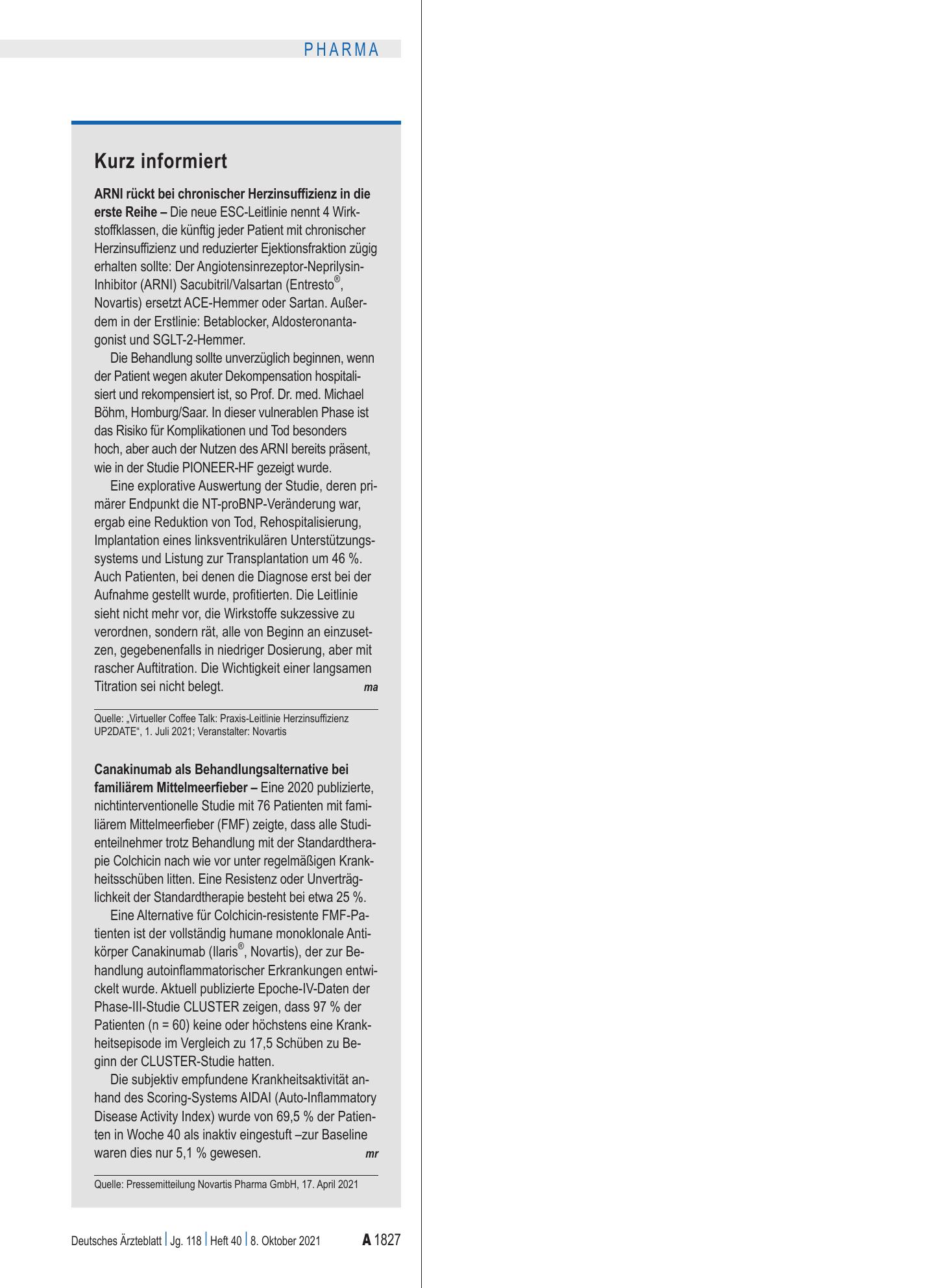 Vorschauseite 1: Kurz informiert – Deutsches Ärzteblatt