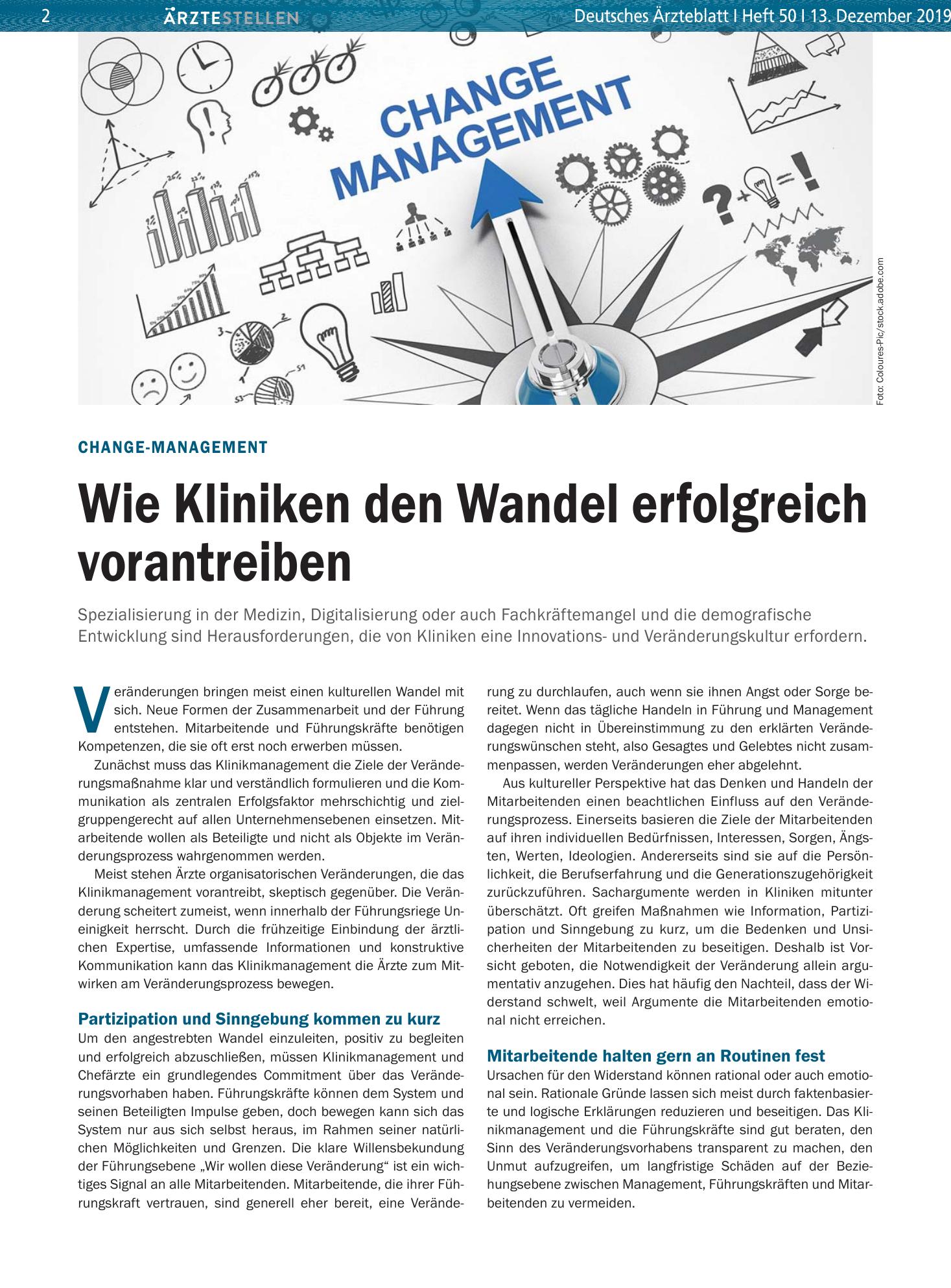 Vorschauseite 1: Change-Management: Wie Kliniken den Wandel erfolgreich vorantreiben – Deutsches Ärzteblatt