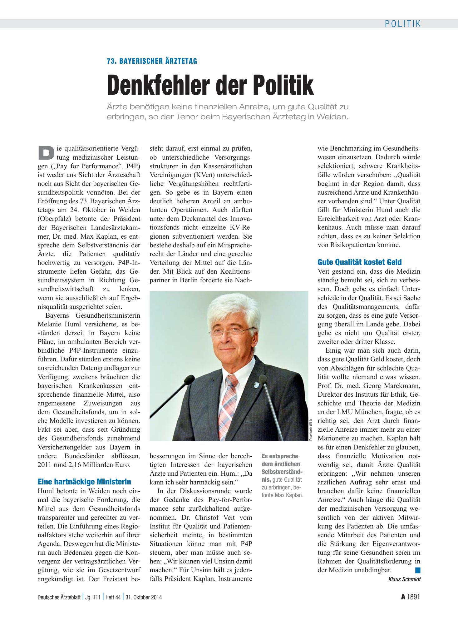 Vorschauseite 1: 73. Bayerischer Ärztetag: Denkfehler der Politik – Deutsches Ärzteblatt
