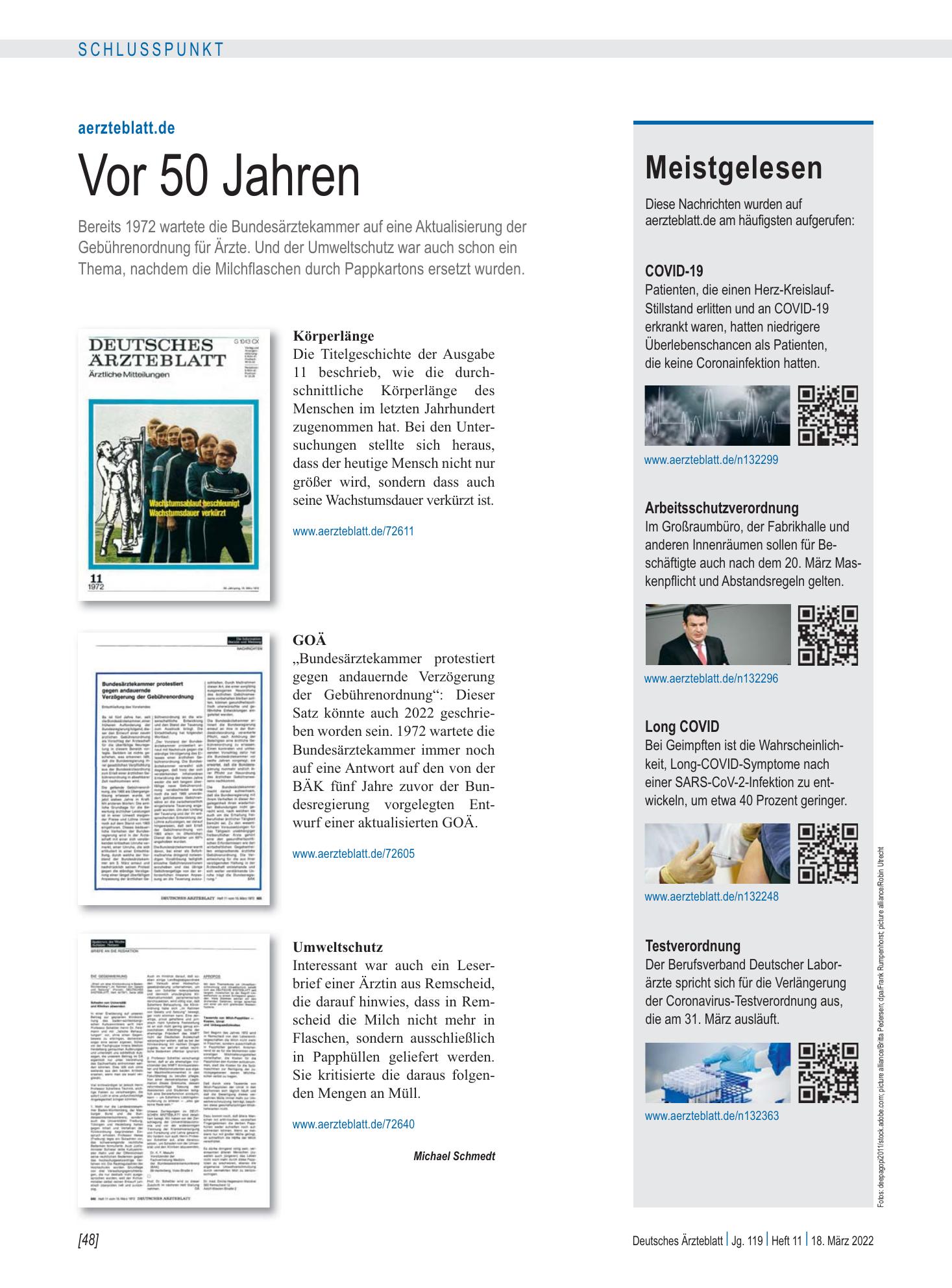 Vorschauseite 1: Meistgelesen – Deutsches Ärzteblatt