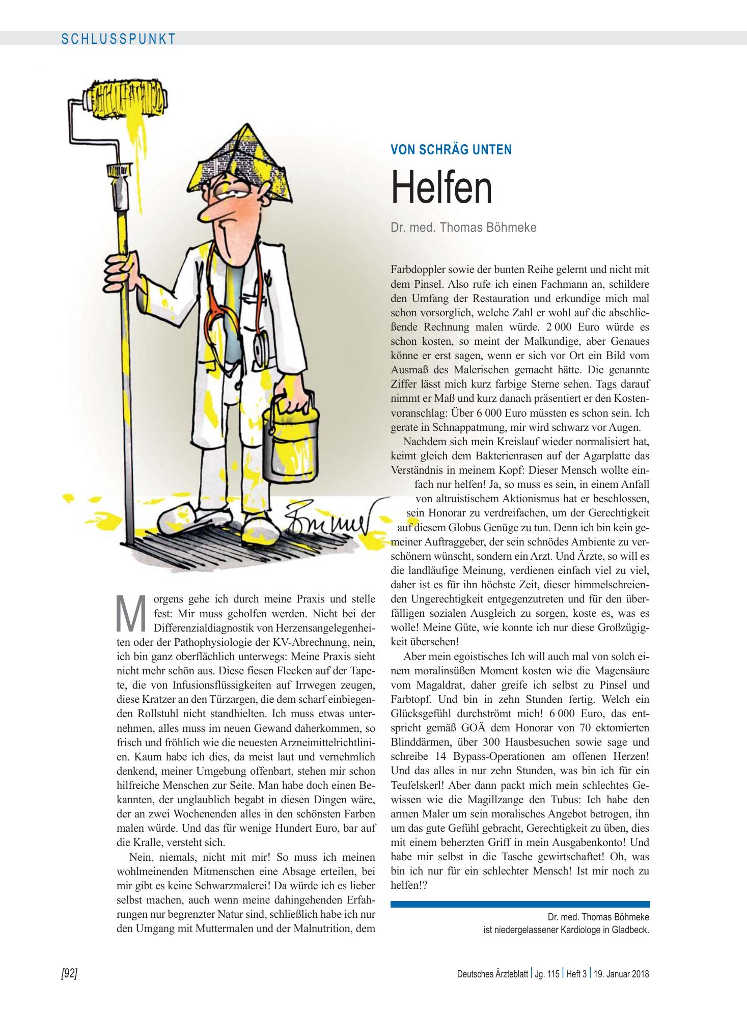 Vorschauseite 1: Von schräg unten: Helfen – Deutsches Ärzteblatt
