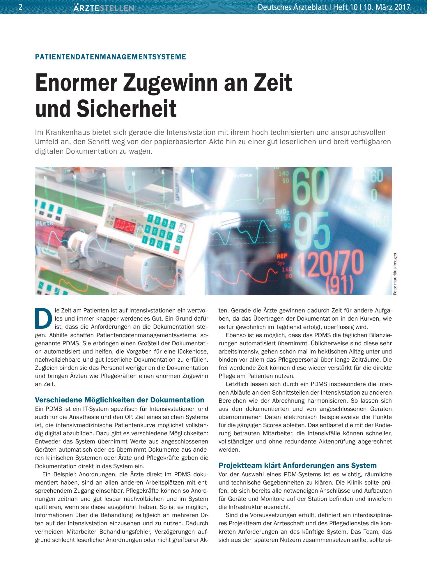 Vorschauseite 1: Patientendatenmanagementsysteme: Enormer Zugewinn an Zeit und Sicherheit – Deutsches Ärzteblatt