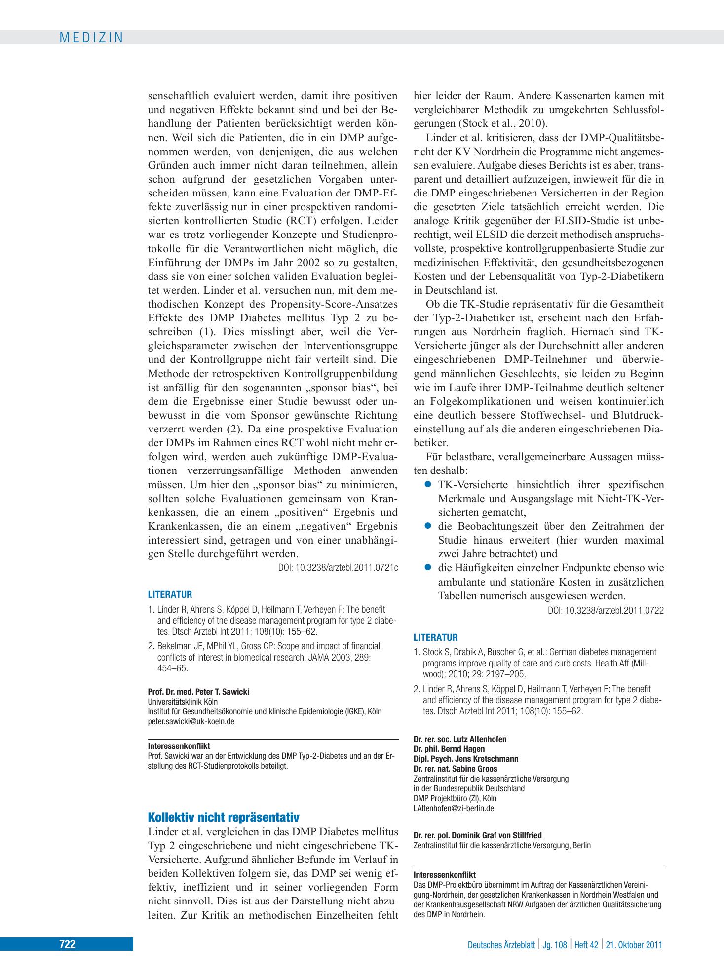 Vorschauseite 1: Kollektiv nicht repräsentativ – Deutsches Ärzteblatt