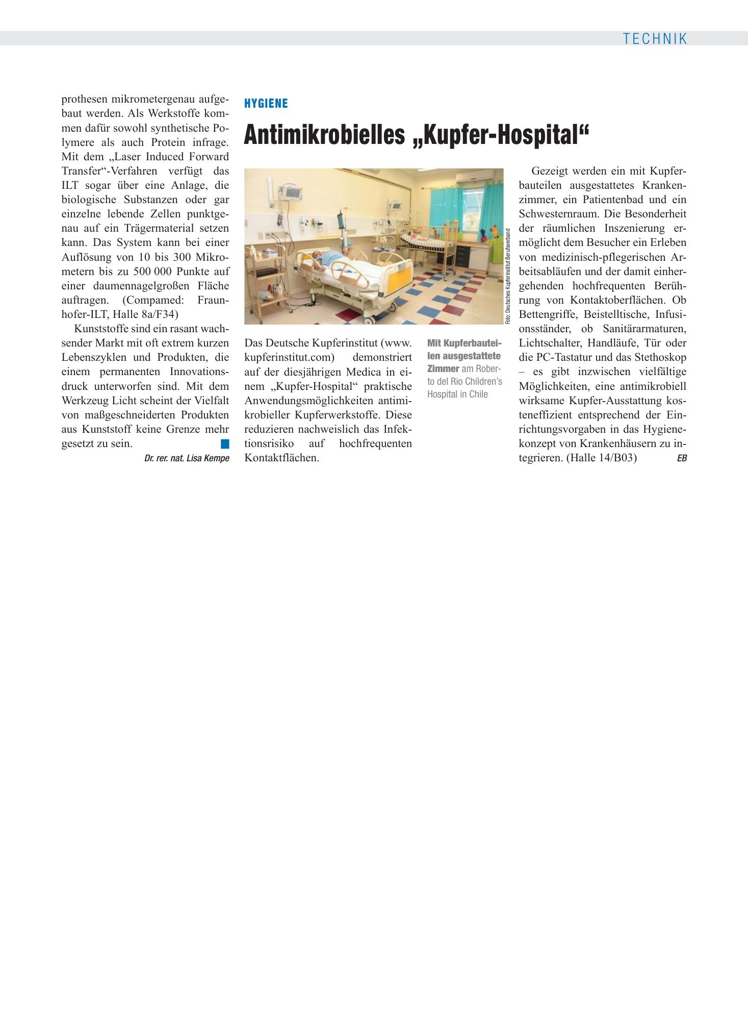 Vorschauseite 1: Hygiene: Antimikrobielles „Kupfer-Hospital“ – Deutsches Ärzteblatt