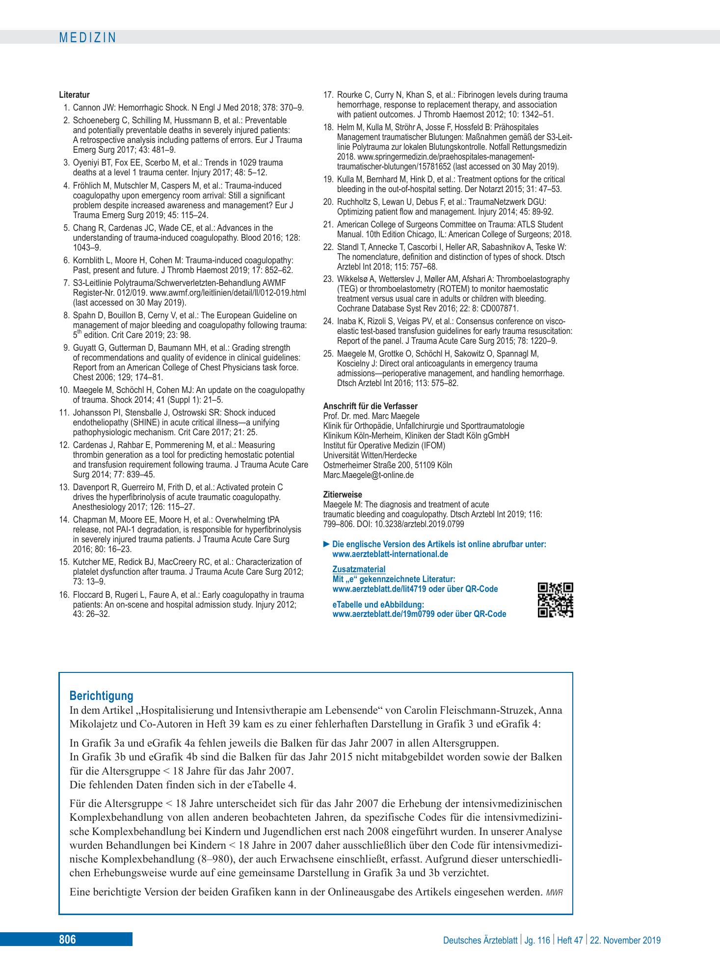 Vorschauseite 1: Berichtigung – Deutsches Ärzteblatt