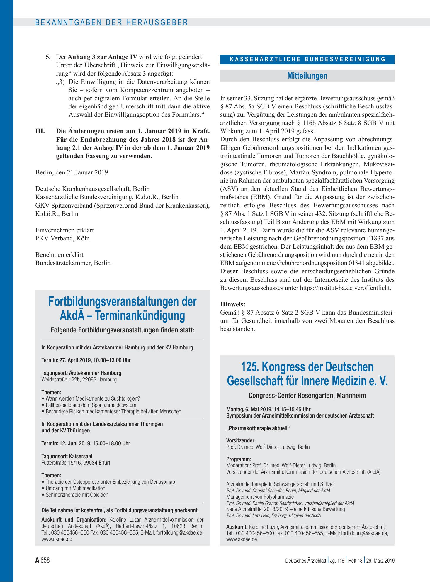 Vorschauseite 1: Mitteilungen – Deutsches Ärzteblatt