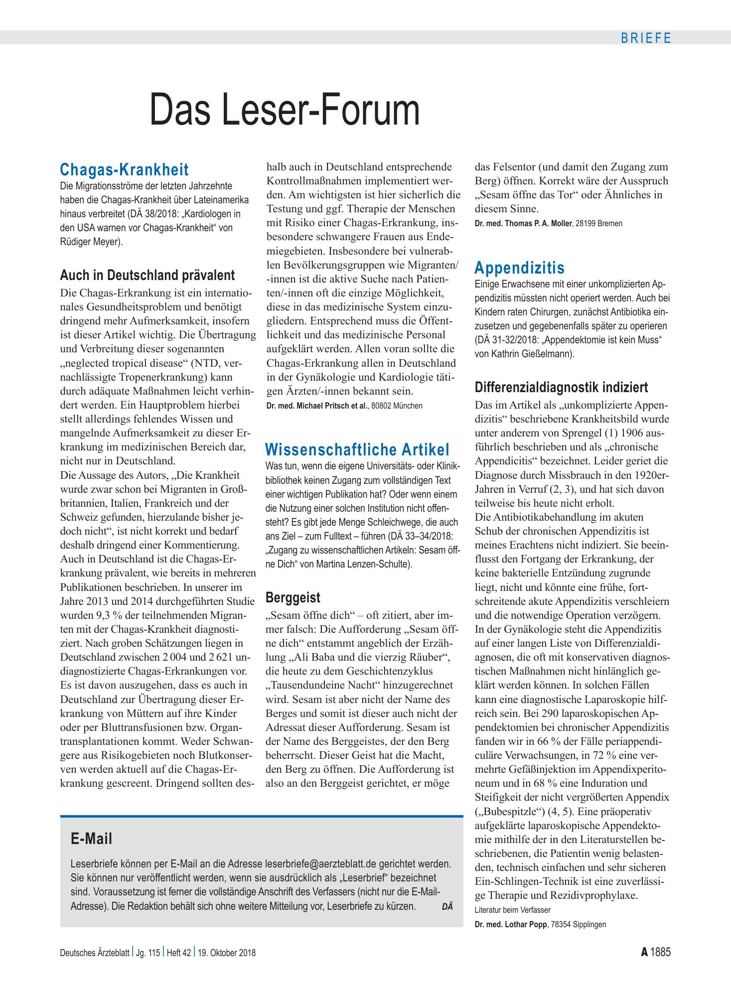 Vorschauseite 1: E-Mail – Deutsches Ärzteblatt