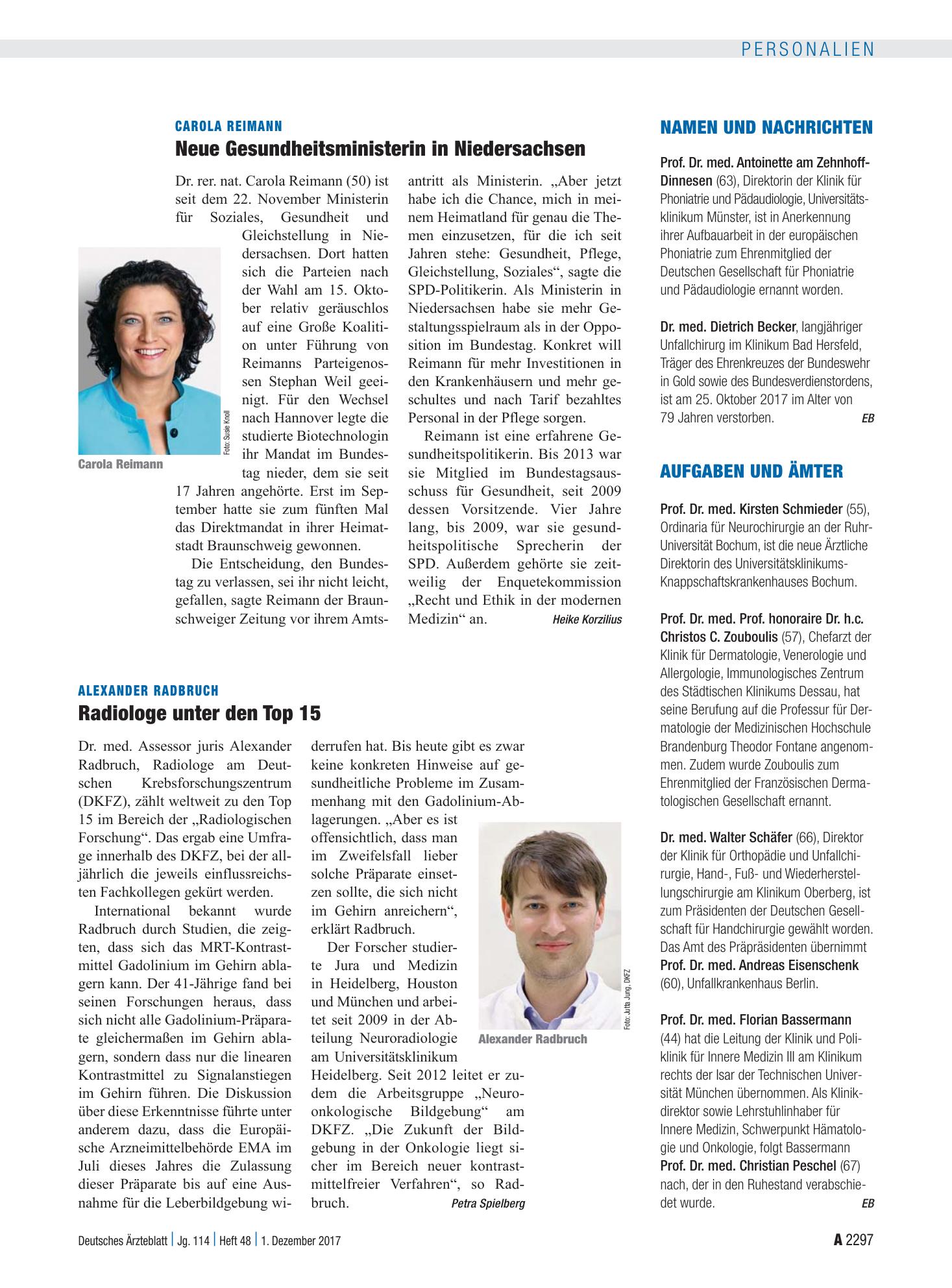 Vorschauseite 1: Aufgaben und Ämter – Deutsches Ärzteblatt