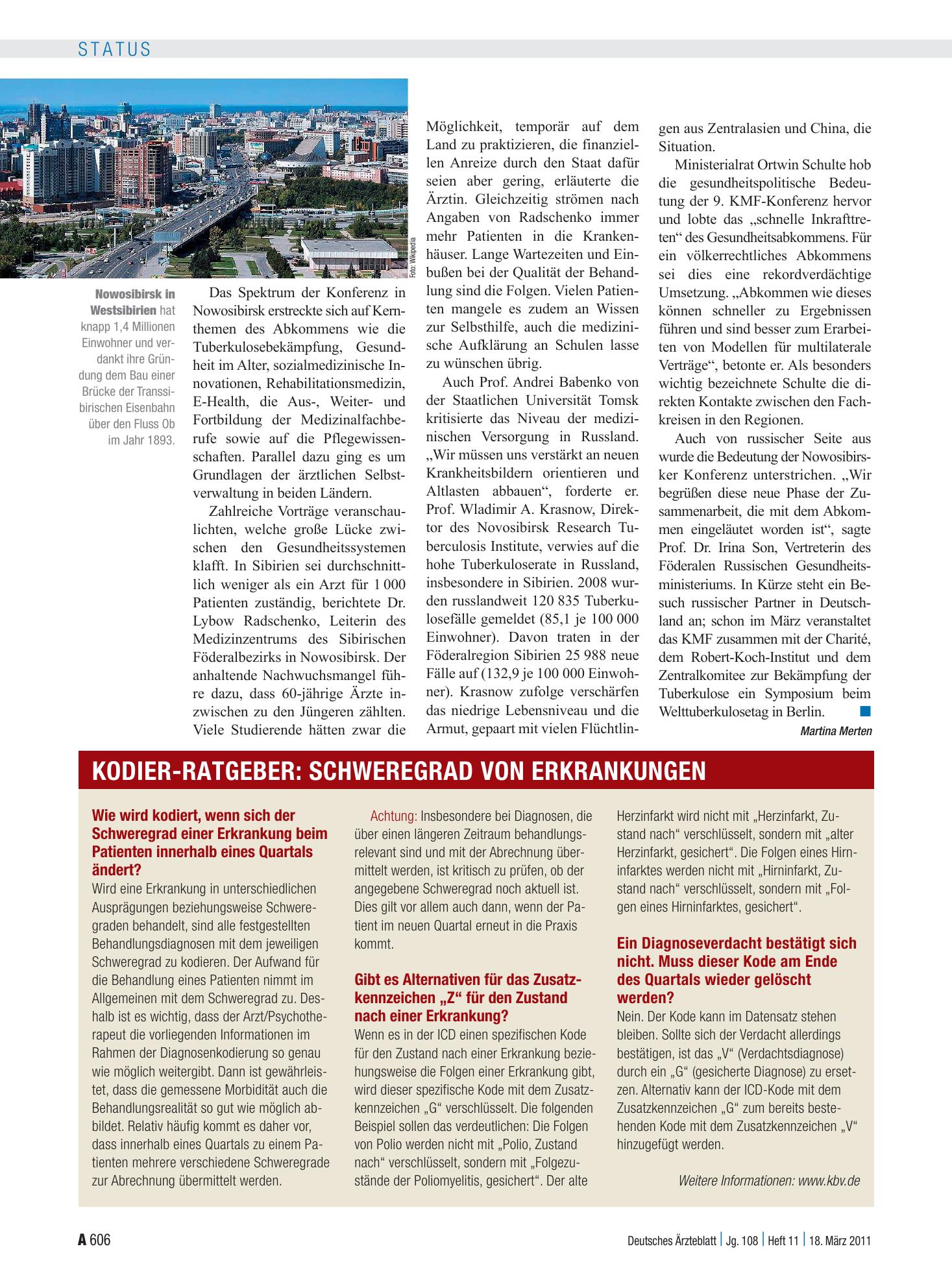Vorschauseite 1: Schweregrad von Erkrankungen – Deutsches Ärzteblatt