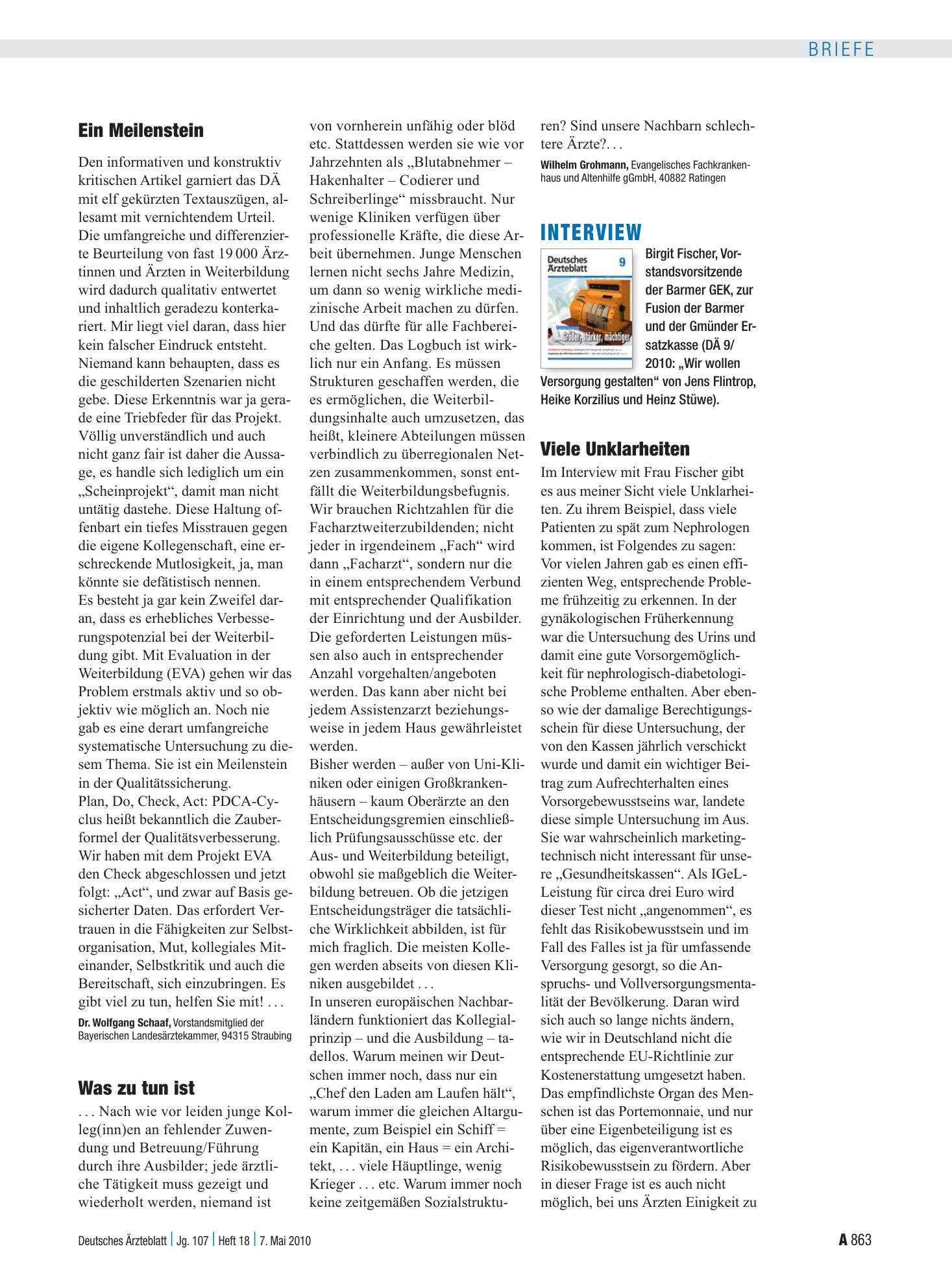 Vorschauseite 1: Weiterbildung: Ein Meilenstein – Deutsches Ärzteblatt
