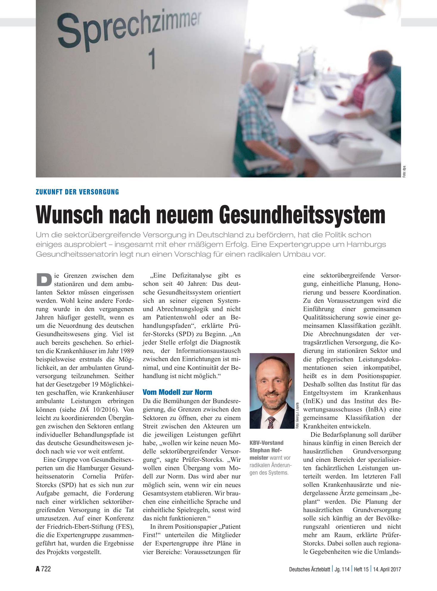 Vorschauseite 1: Zukunft der Versorgung: Wunsch nach neuem Gesundheitssystem – Deutsches Ärzteblatt