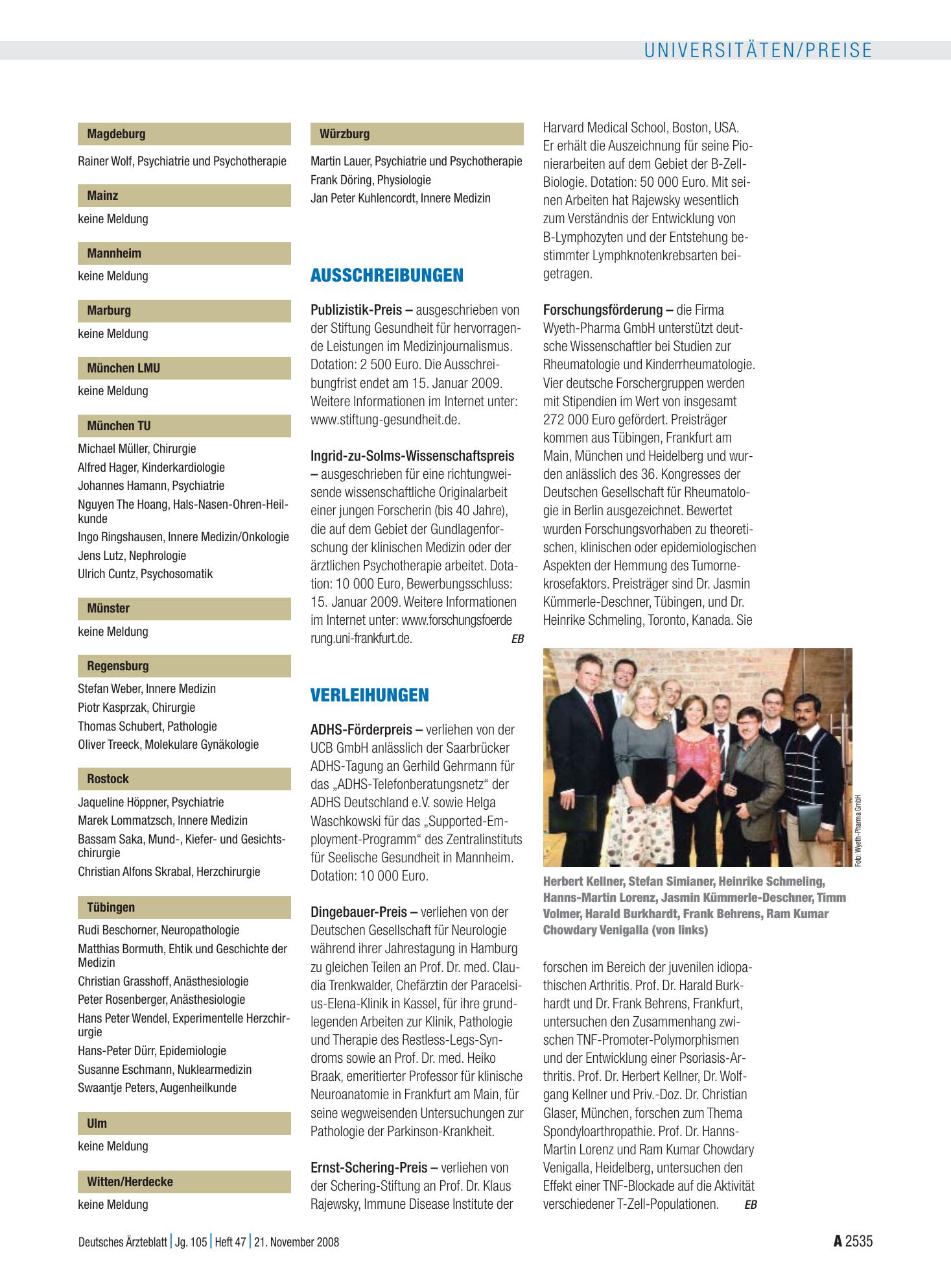 Vorschauseite 1: Ausschreibungen – Deutsches Ärzteblatt