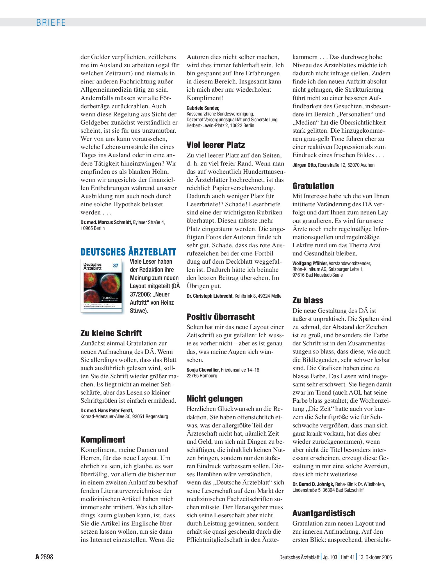 Vorschauseite 1: Deutsches Ärzteblatt: Viel leerer Platz – Deutsches Ärzteblatt