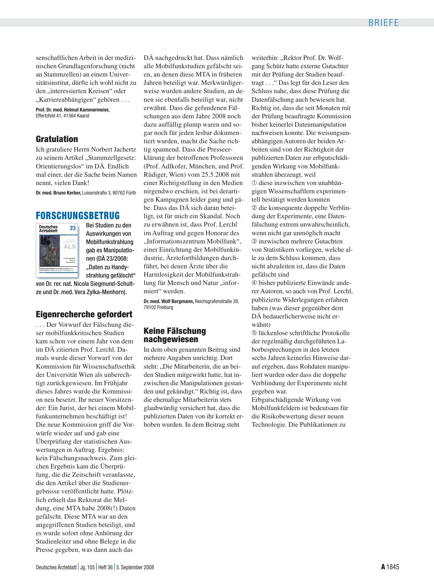 Vorschauseite 1: Forschungsbetrug: Eigenrecherche gefordert – Deutsches Ärzteblatt