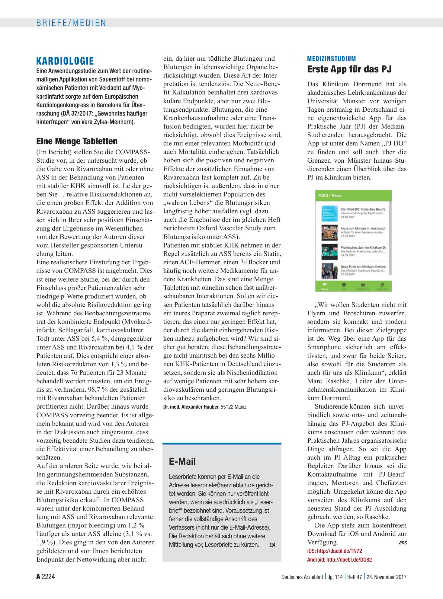 Vorschauseite 1: Medizinstudium: Erste App für das PJ – Deutsches Ärzteblatt