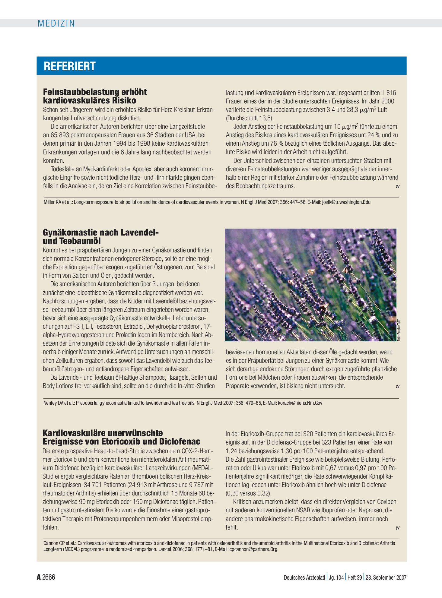 Vorschauseite 1: Gynäkomastie nach Lavendel- und Teebaumöl – Deutsches Ärzteblatt