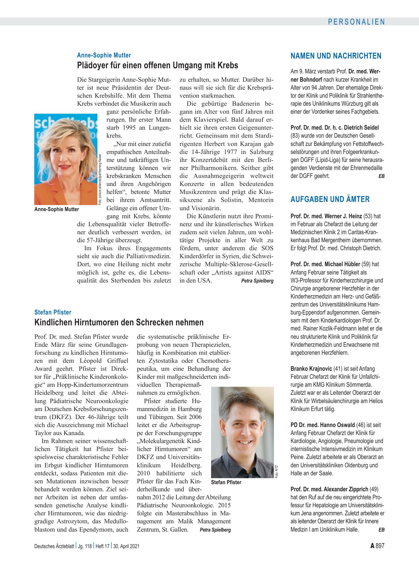 Vorschauseite 1: Aufgaben und Ämter – Deutsches Ärzteblatt