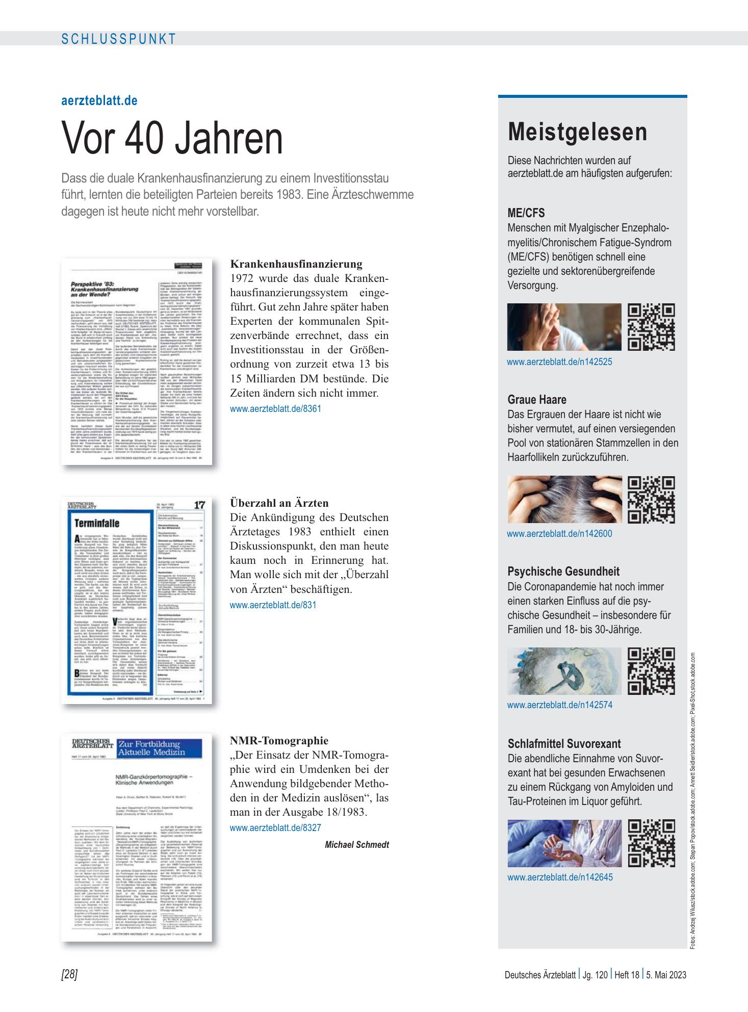 Vorschauseite 1: Meistgelesen – Deutsches Ärzteblatt