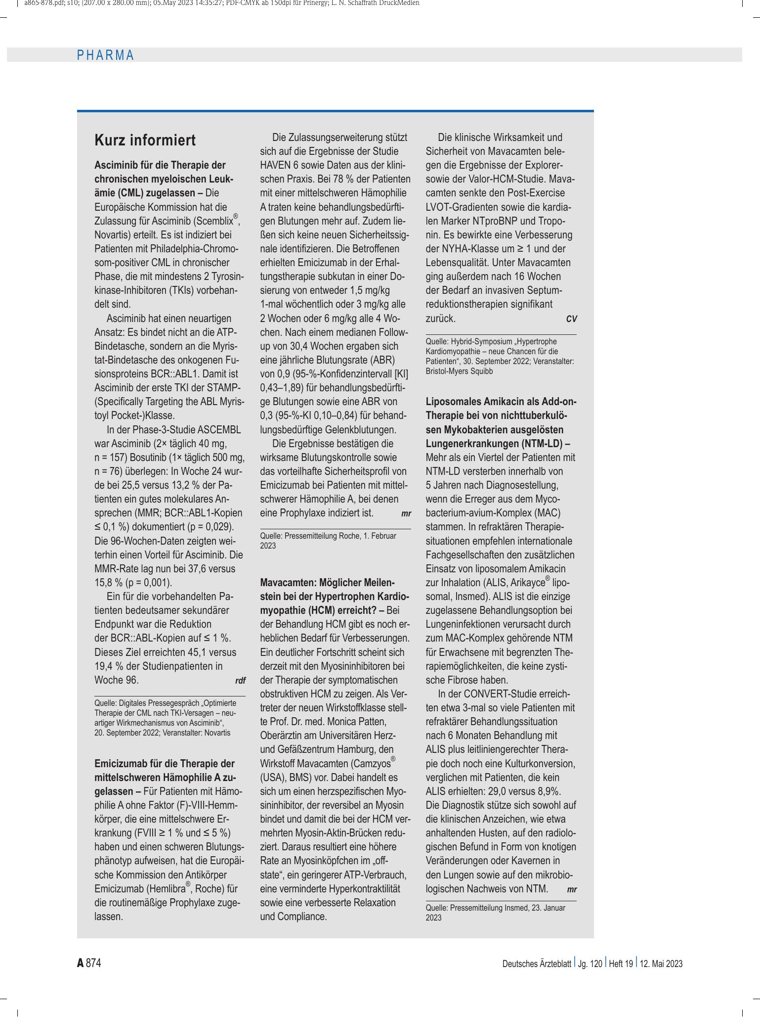 Vorschauseite 1: Kurz informiert – Deutsches Ärzteblatt