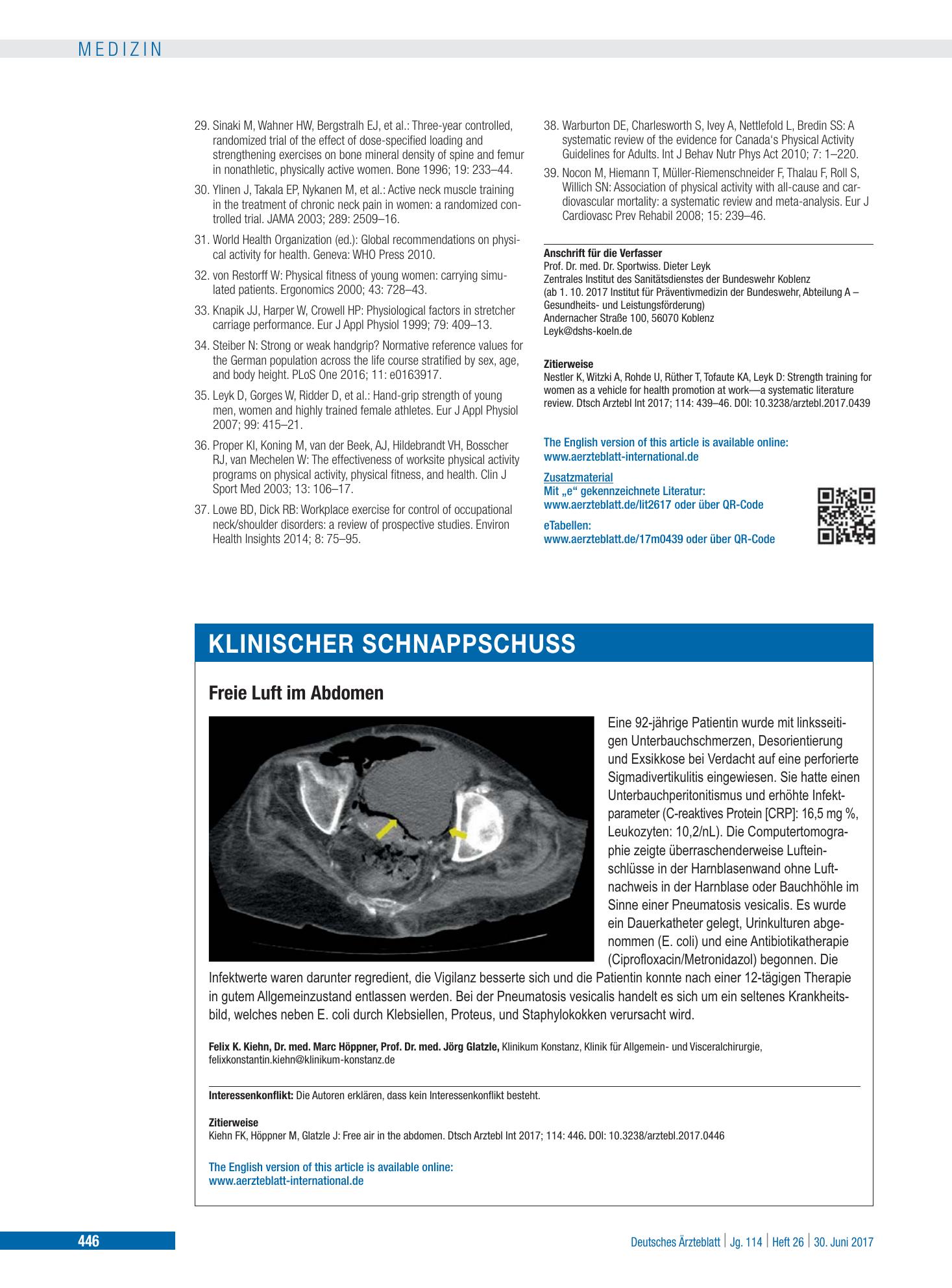 Vorschauseite 1: Freie Luft im Abdomen – Deutsches Ärzteblatt