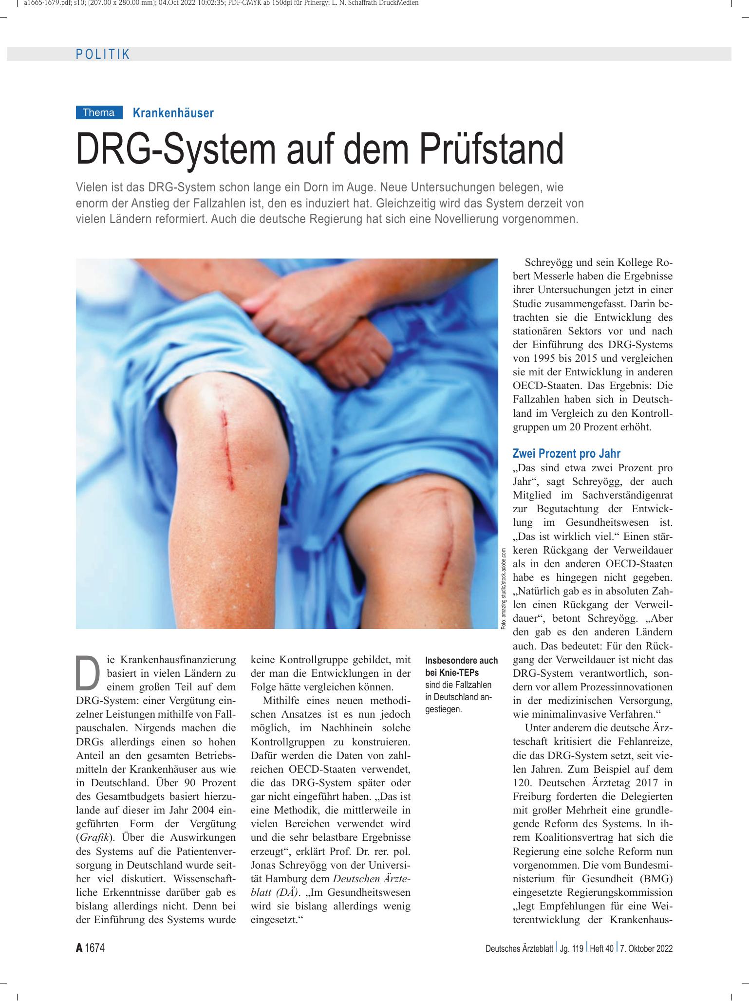 Vorschauseite 1: Krankenhäuser: DRG-System auf dem Prüfstand – Deutsches Ärzteblatt