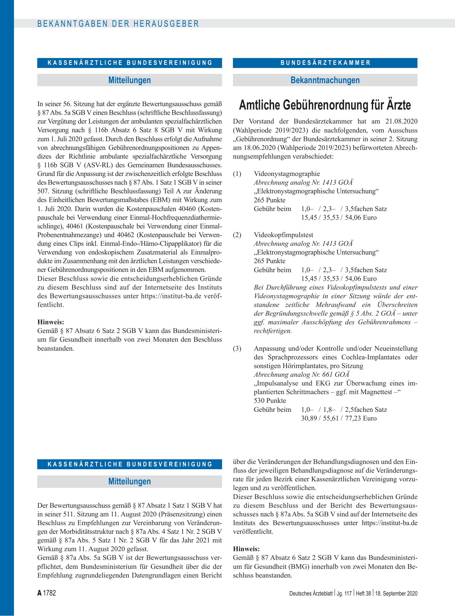 Vorschauseite 1: Mitteilungen – Deutsches Ärzteblatt