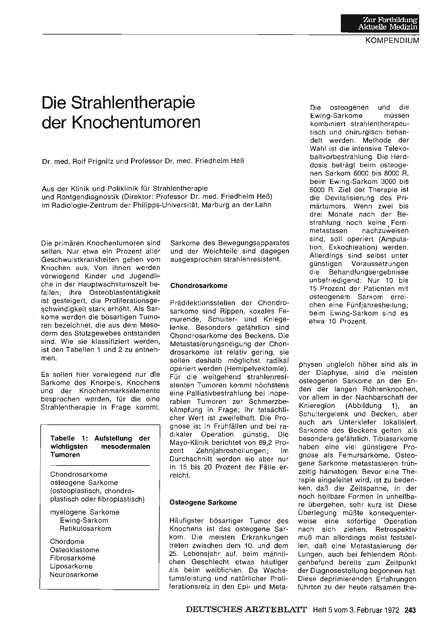 Vorschauseite 1: Die Strahlentherapie der Knochentumoren