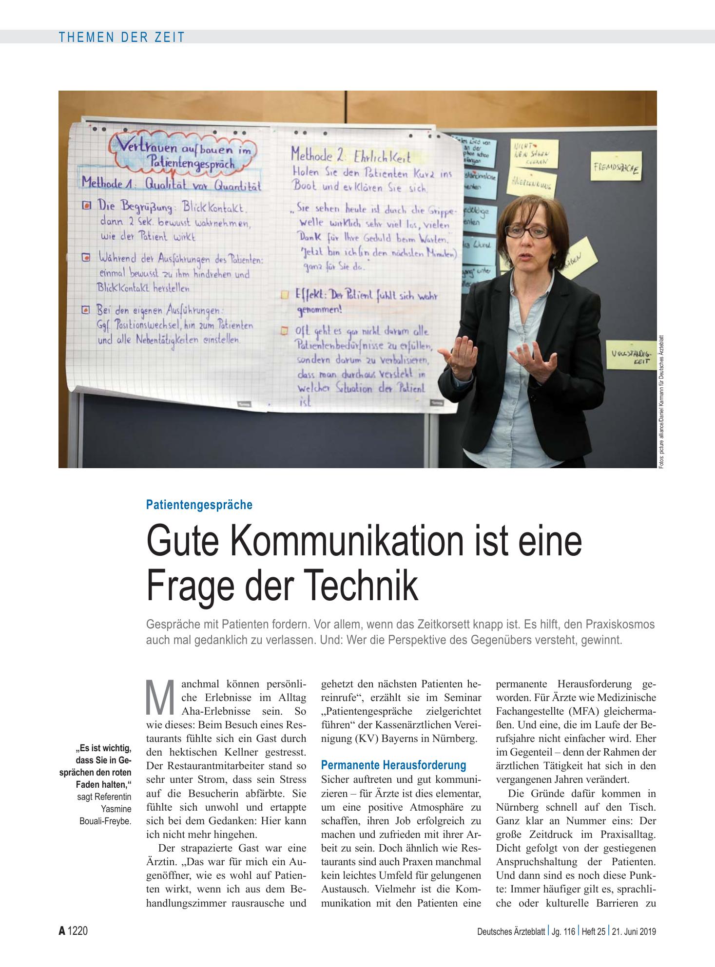 Vorschauseite 1: Patientengespräche: Gute Kommunikation ist eine Frage der Technik – Deutsches Ärzteblatt