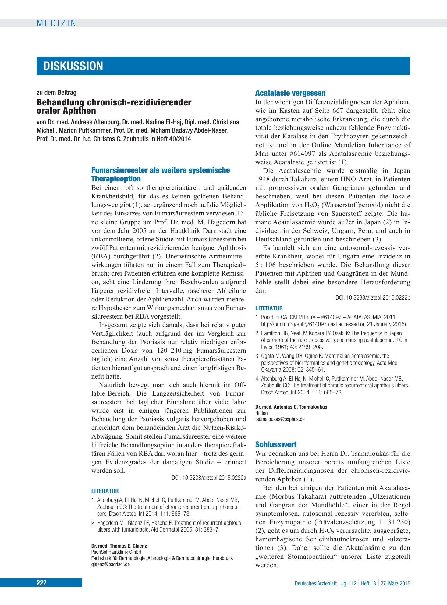 Vorschauseite 1: Schlusswort – Deutsches Ärzteblatt