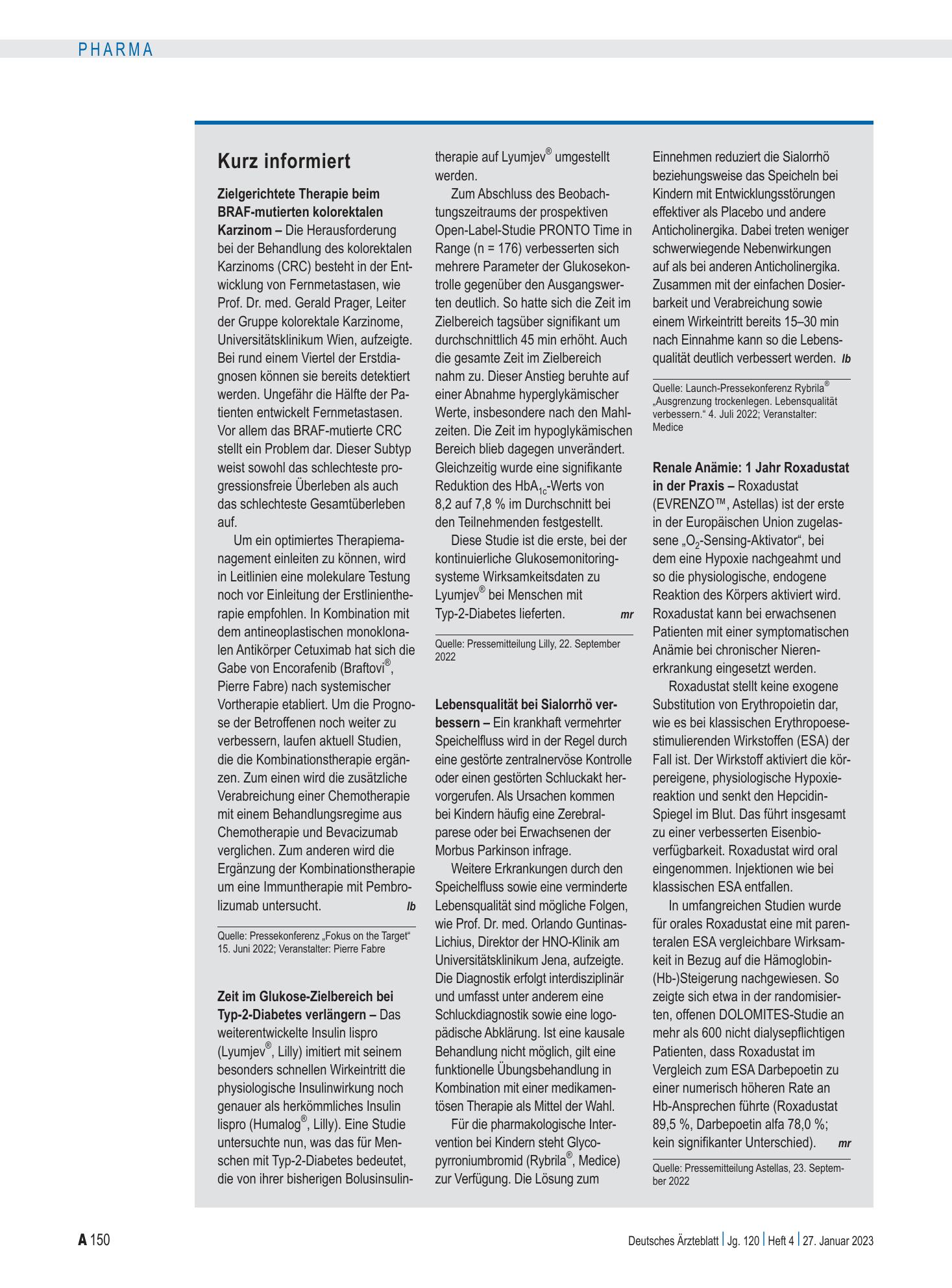 Vorschauseite 1: Kurz informiert – Deutsches Ärzteblatt
