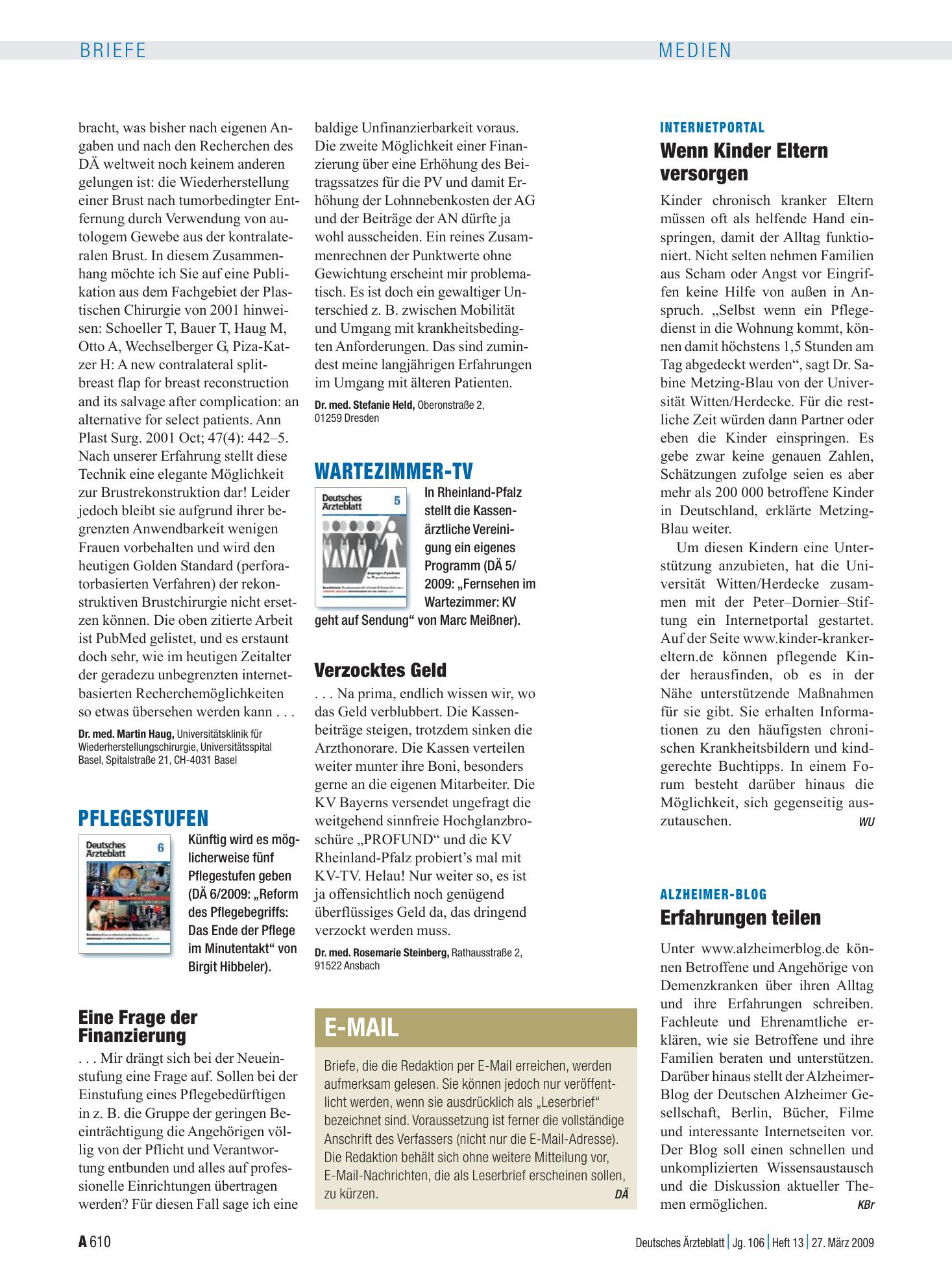 Vorschauseite 1: Internetportal: Wenn Kinder Eltern versorgen – Deutsches Ärzteblatt