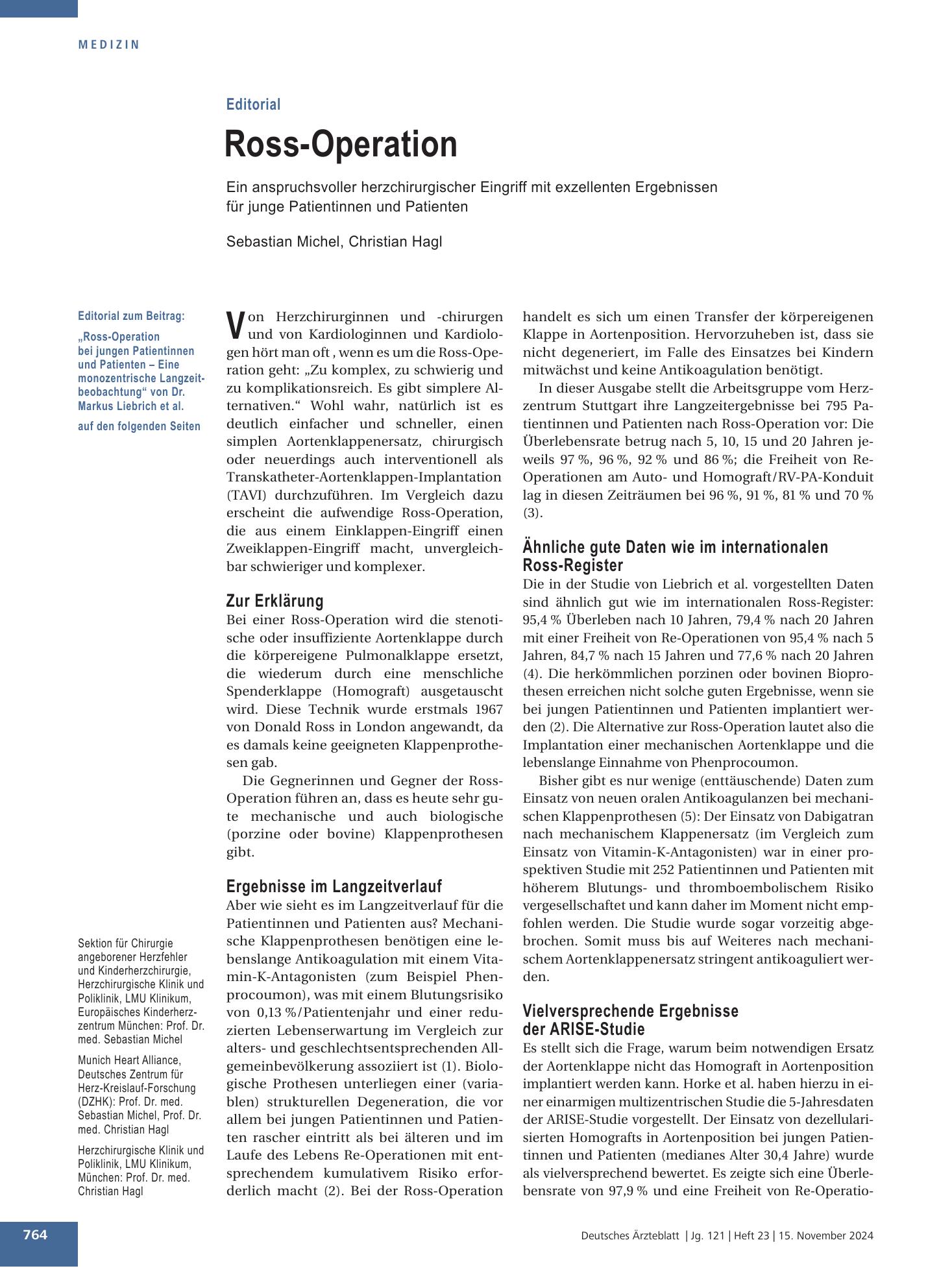 Vorschauseite 1: Ross-Operation – Deutsches Ärzteblatt