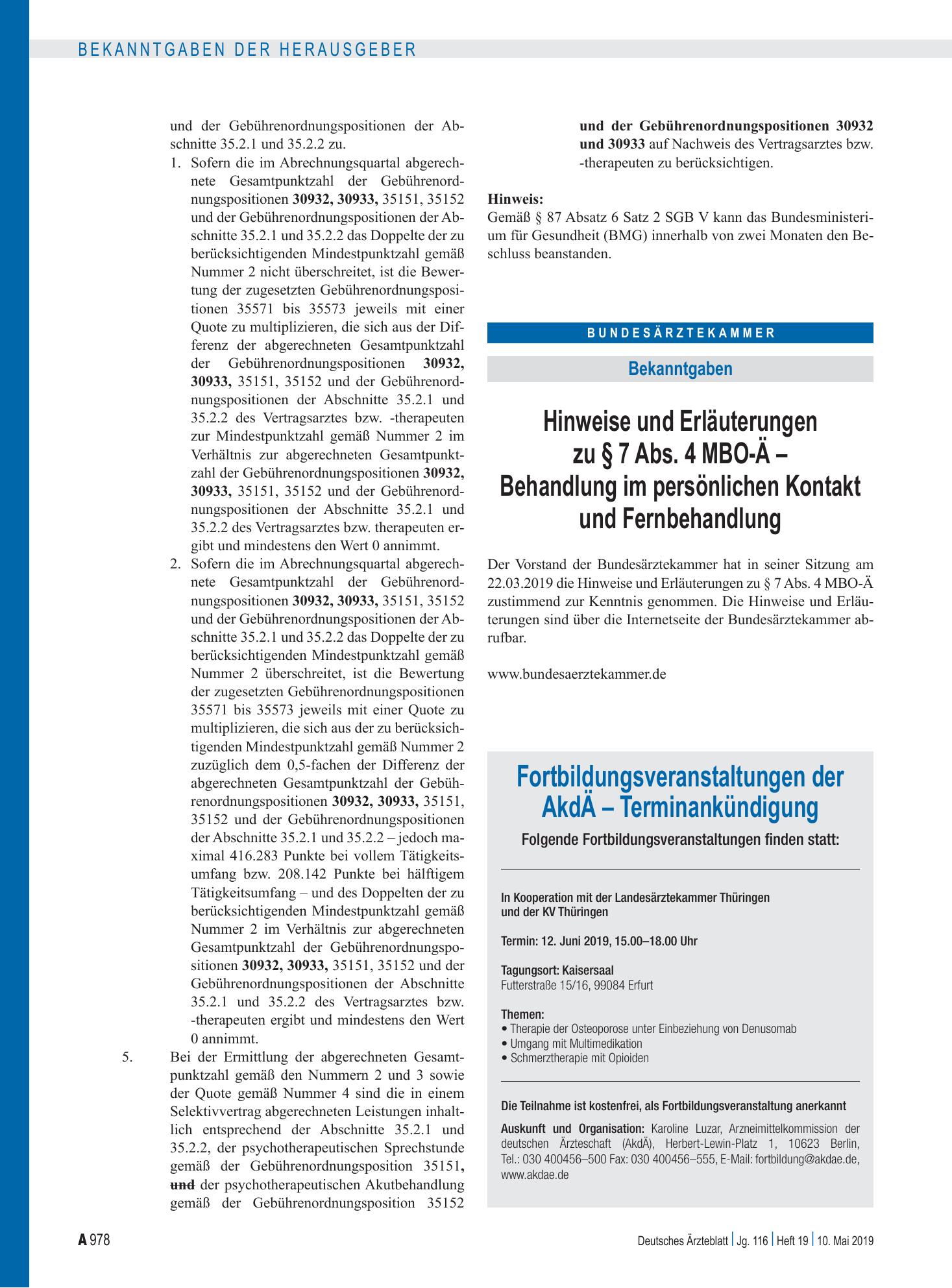 Vorschauseite 1: Fortbildungsveranstaltungen der AkdÄ – Terminankündigung – Deutsches Ärzteblatt
