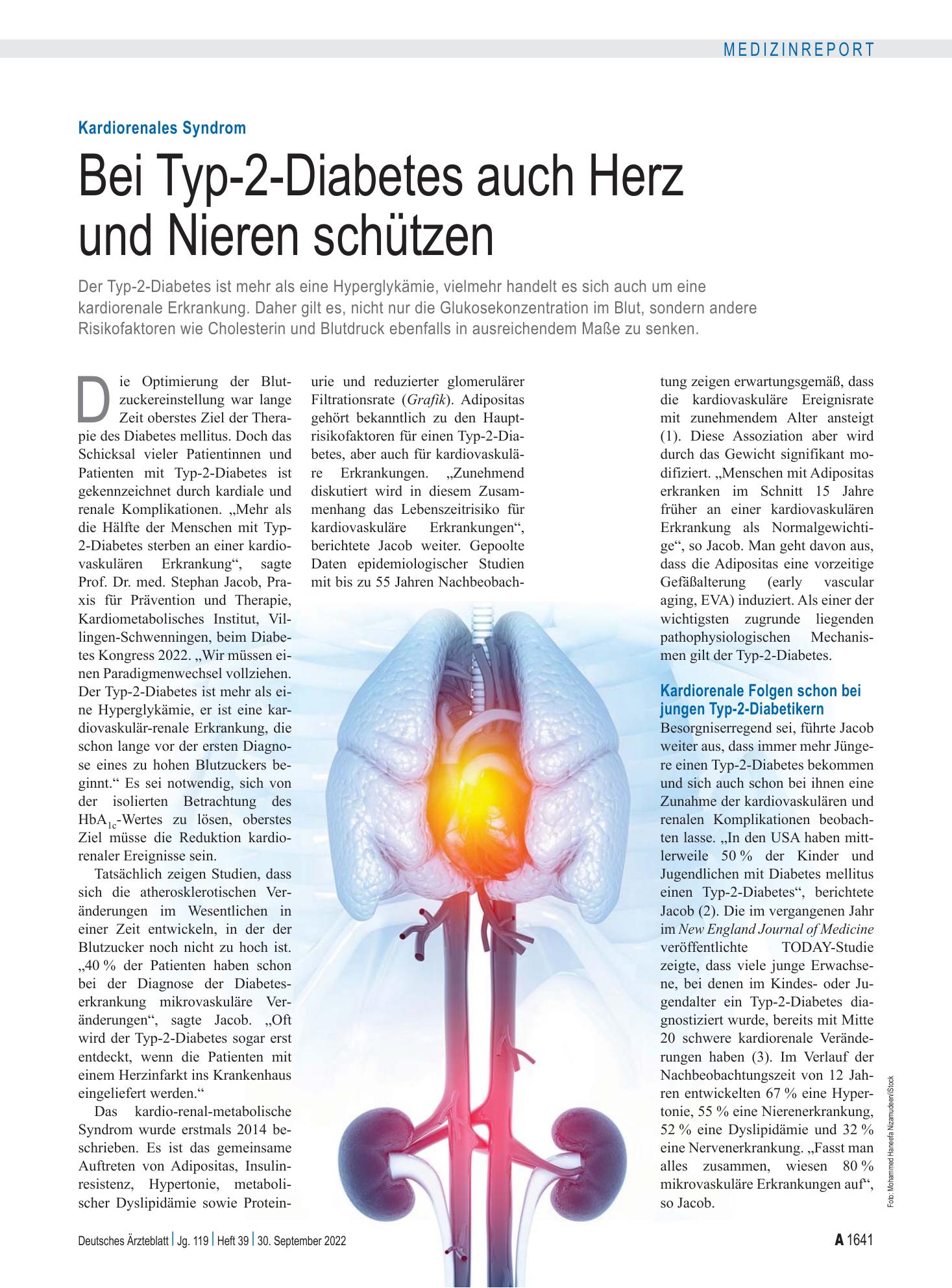 Vorschauseite 1: Kardiorenales Syndrom: Bei Typ-2-Diabetes auch Herz und Nieren schützen – Deutsches Ärzteblatt