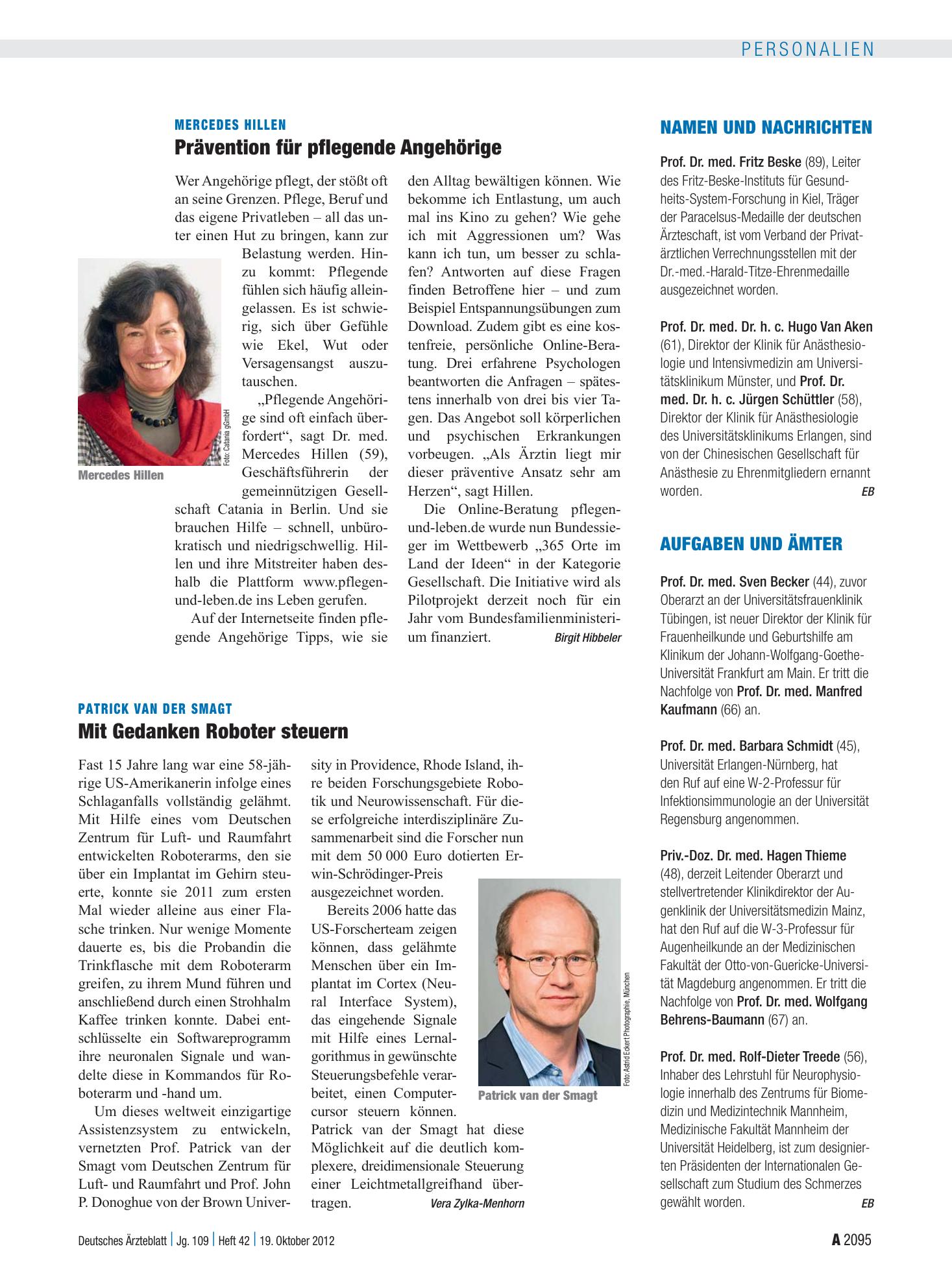 Vorschauseite 1: Aufgaben und Ämter – Deutsches Ärzteblatt