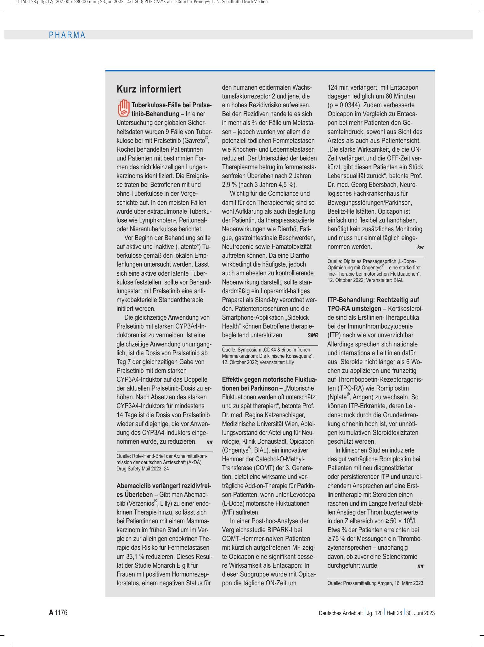 Vorschauseite 1: Kurz informiert – Deutsches Ärzteblatt
