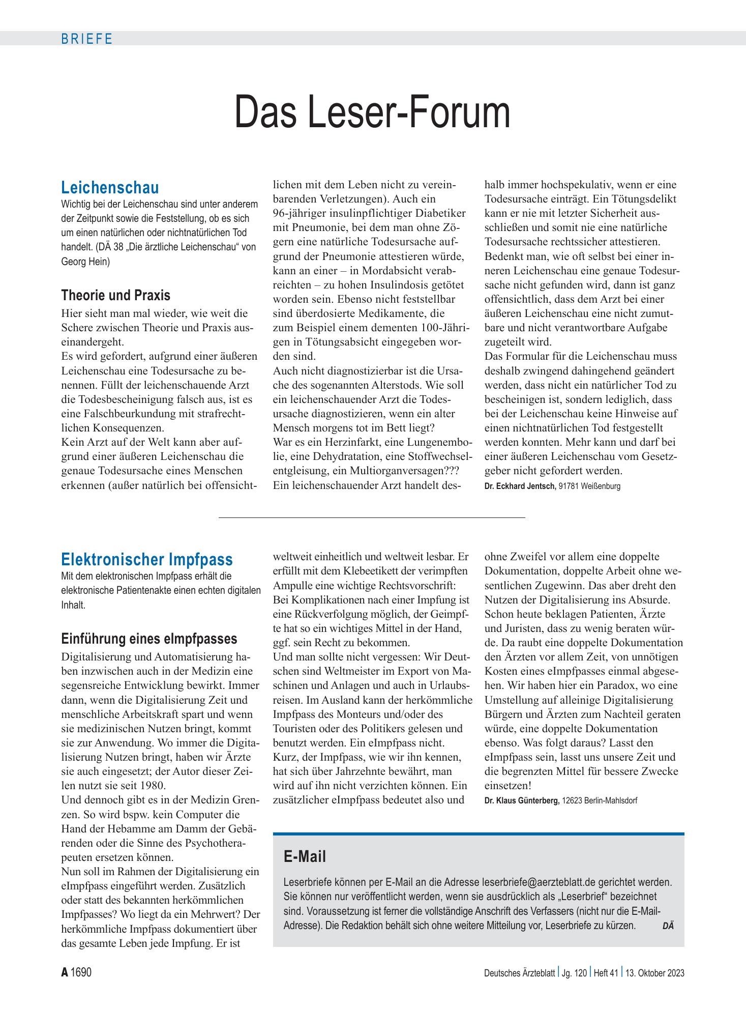 Vorschauseite 1: Elektronischer Impfpass: Einführung eines eImpfpasses – Deutsches Ärzteblatt