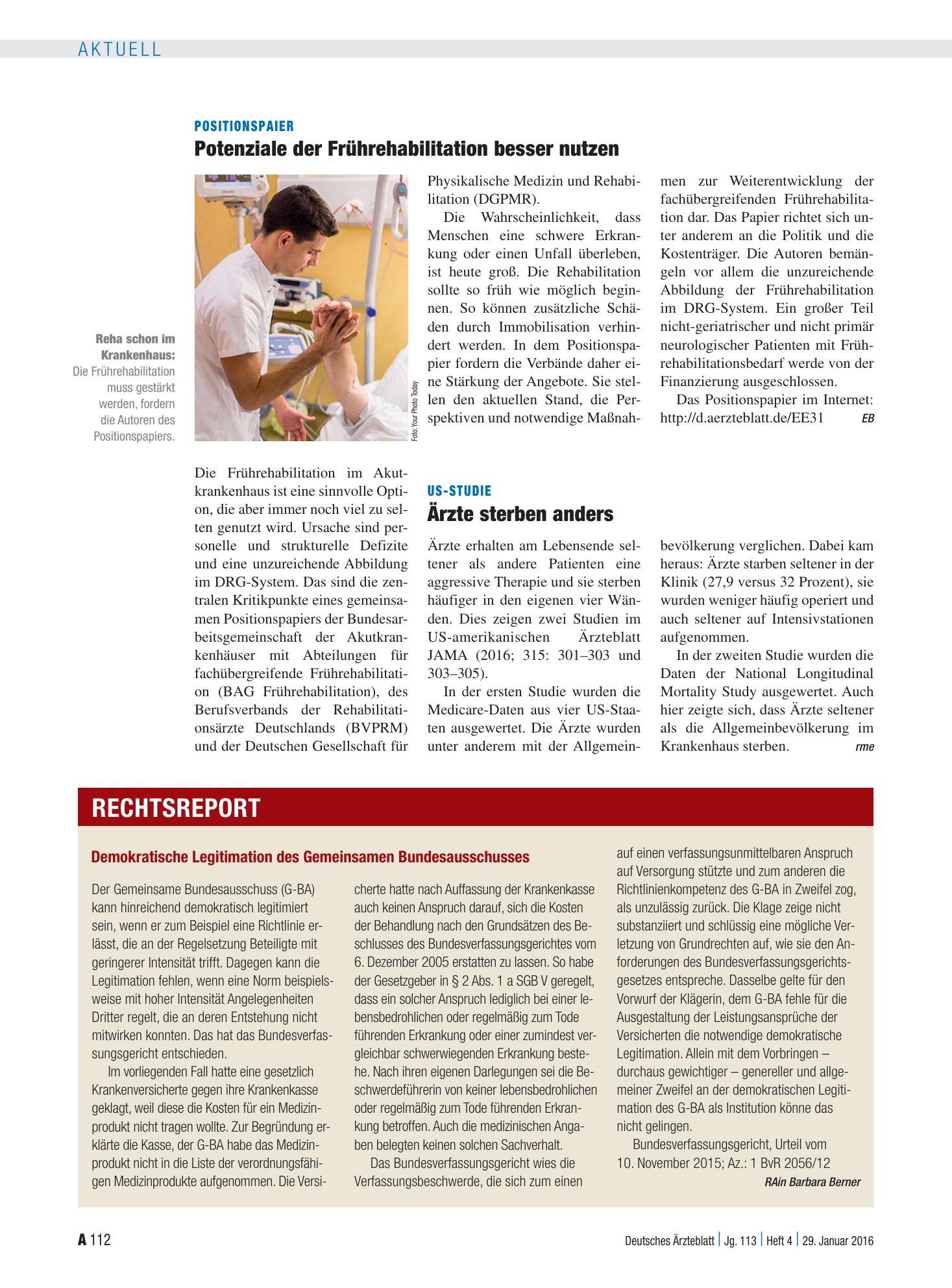 Vorschauseite 1: US-Studie: Ärzte sterben anders – Deutsches Ärzteblatt
