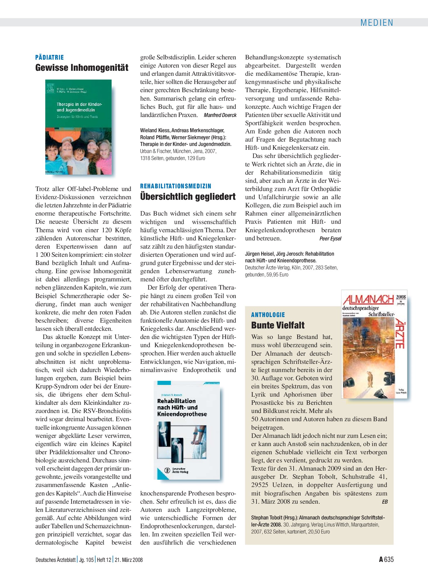 Vorschauseite 1: Pädiatrie: Gewisse Inhomogenität – Deutsches Ärzteblatt