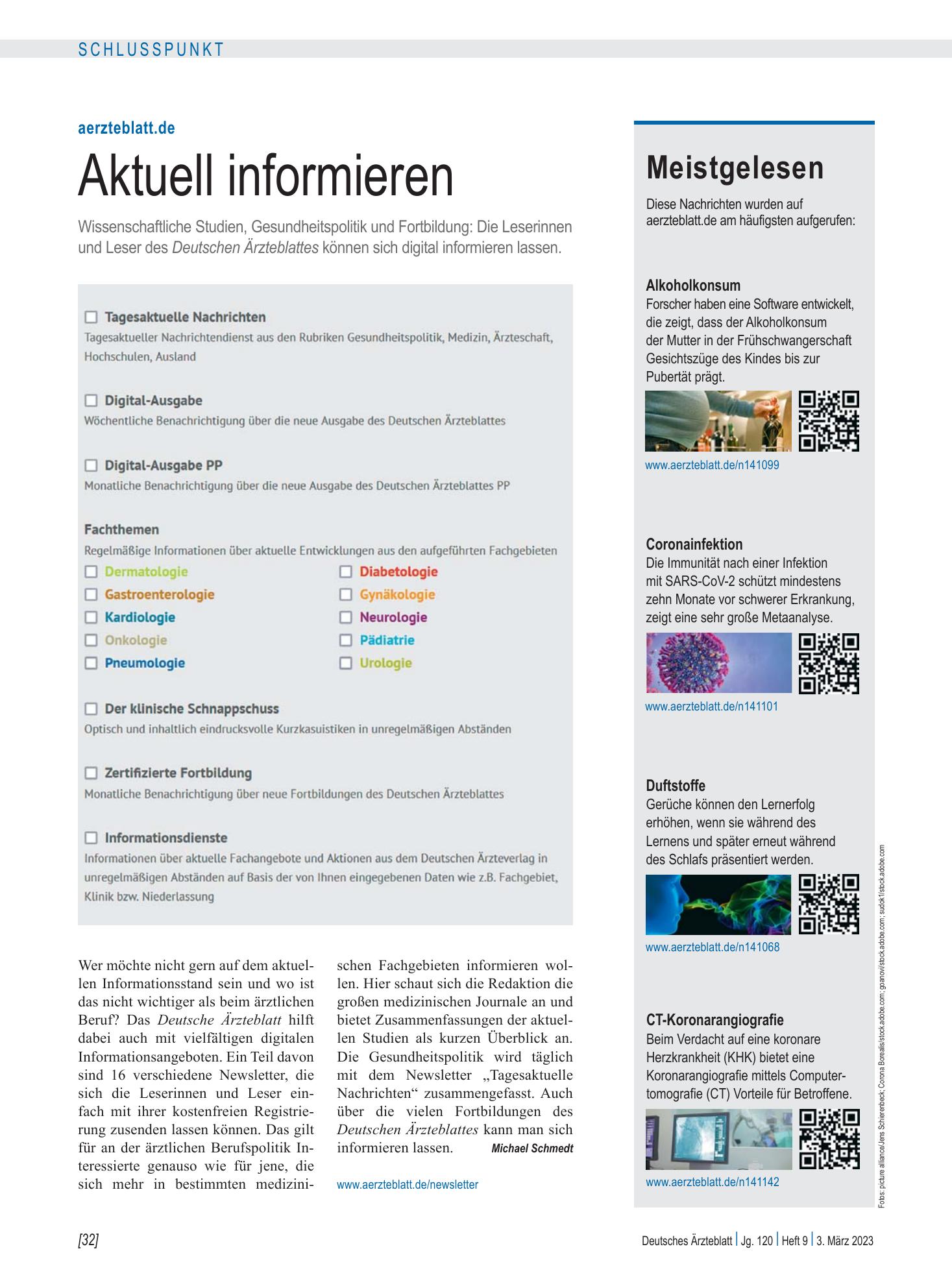 Vorschauseite 1: Meistgelesen – Deutsches Ärzteblatt