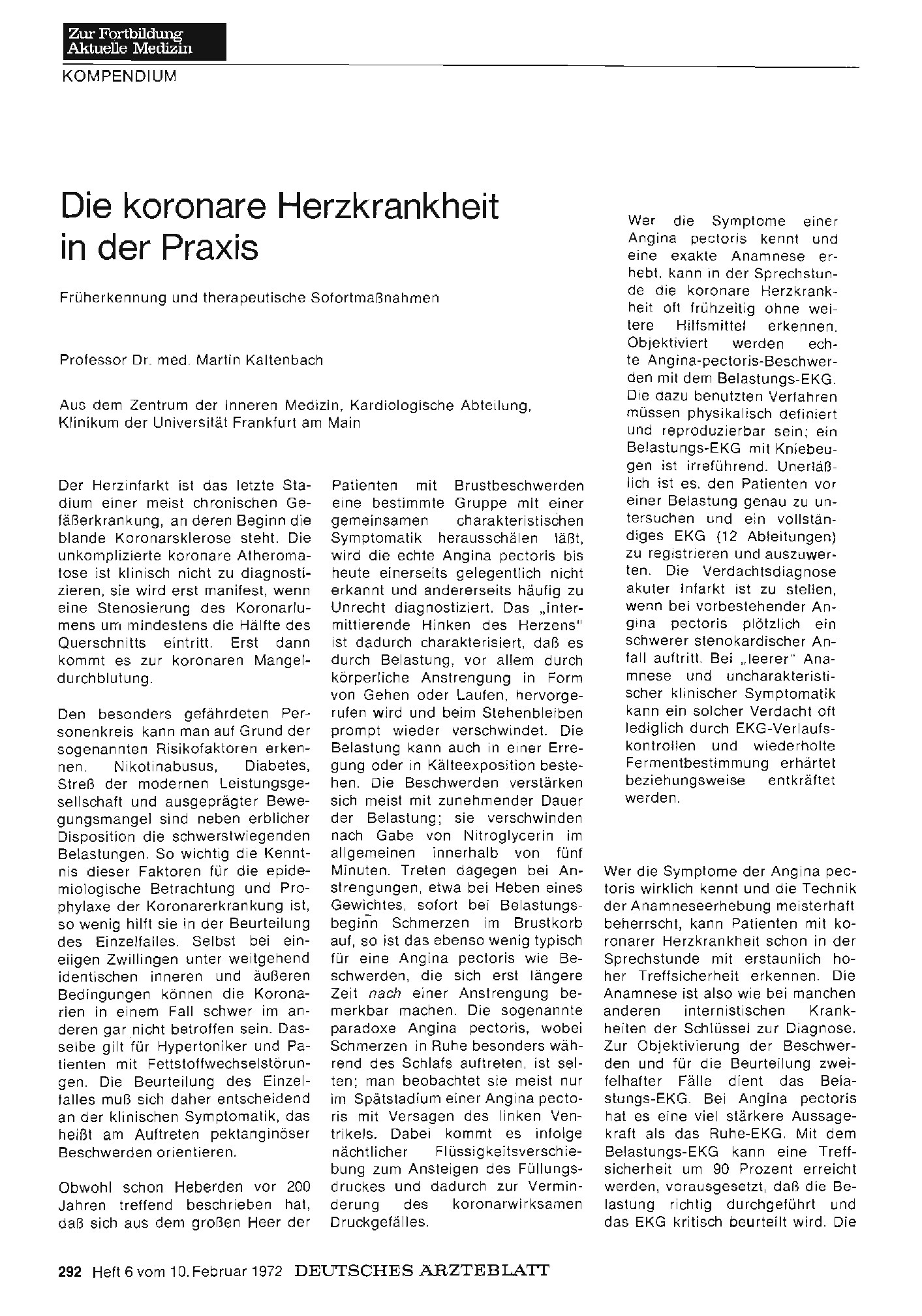 Vorschauseite 1: Die koronare Herzkrankheit in der Praxis