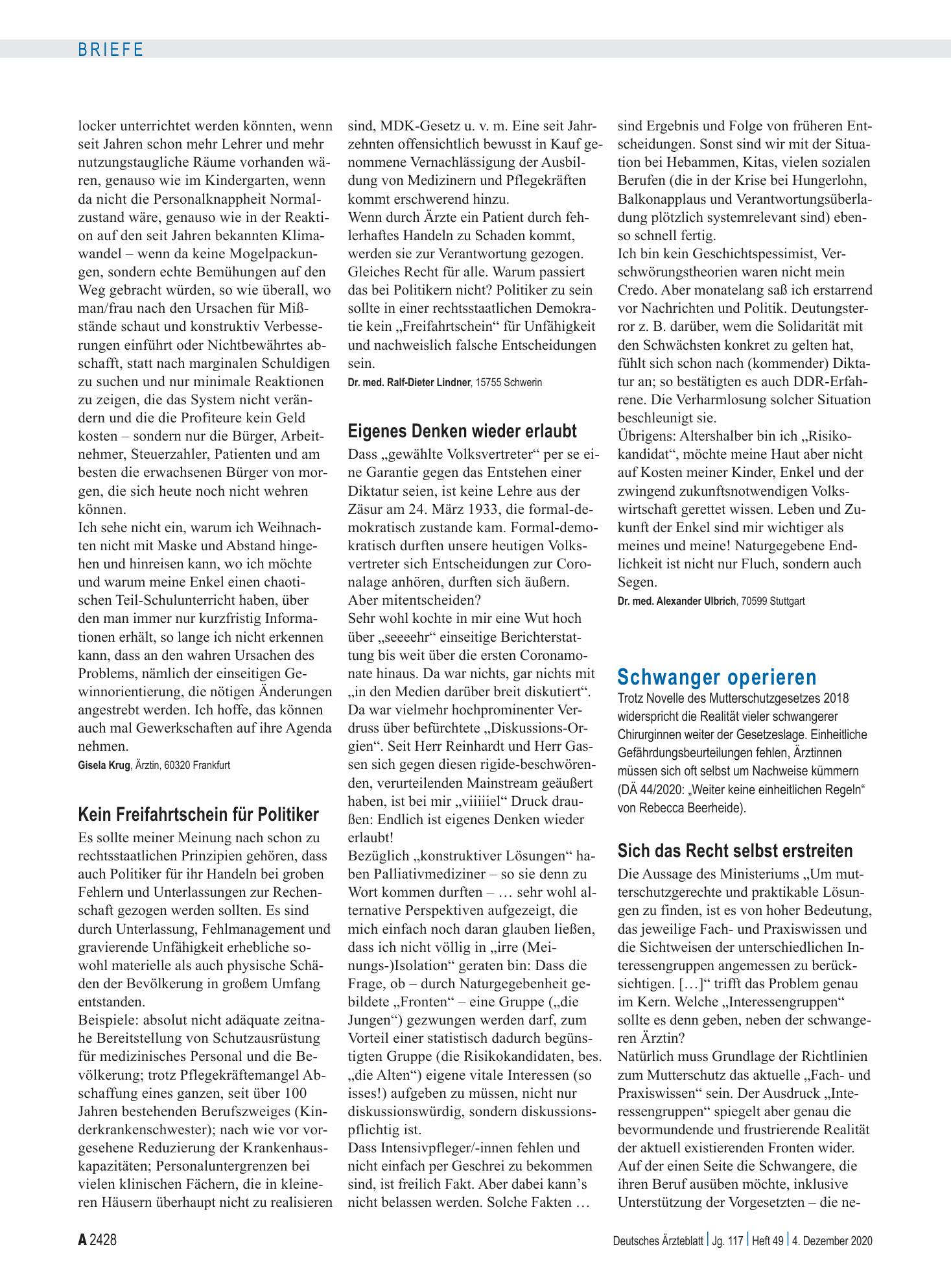 Vorschauseite 1: Schwanger operieren: Sich das Recht selbst erstreiten – Deutsches Ärzteblatt