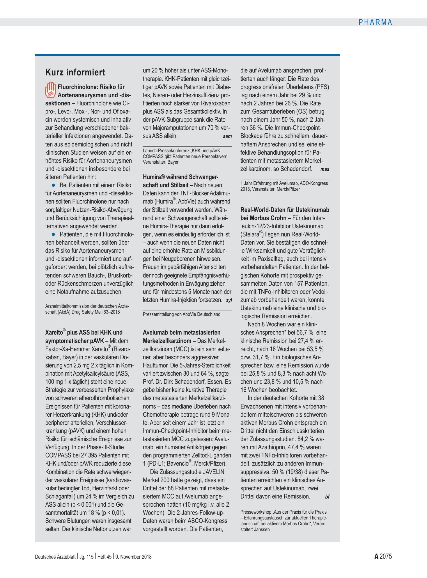 Vorschauseite 1: Kurz informiert – Deutsches Ärzteblatt