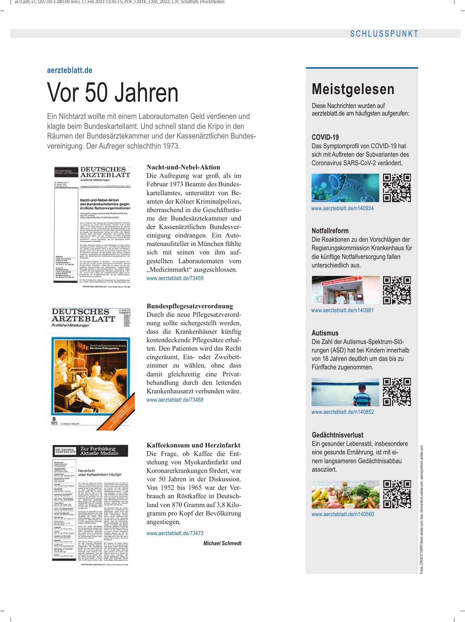 Vorschauseite 1: Meistgelesen – Deutsches Ärzteblatt