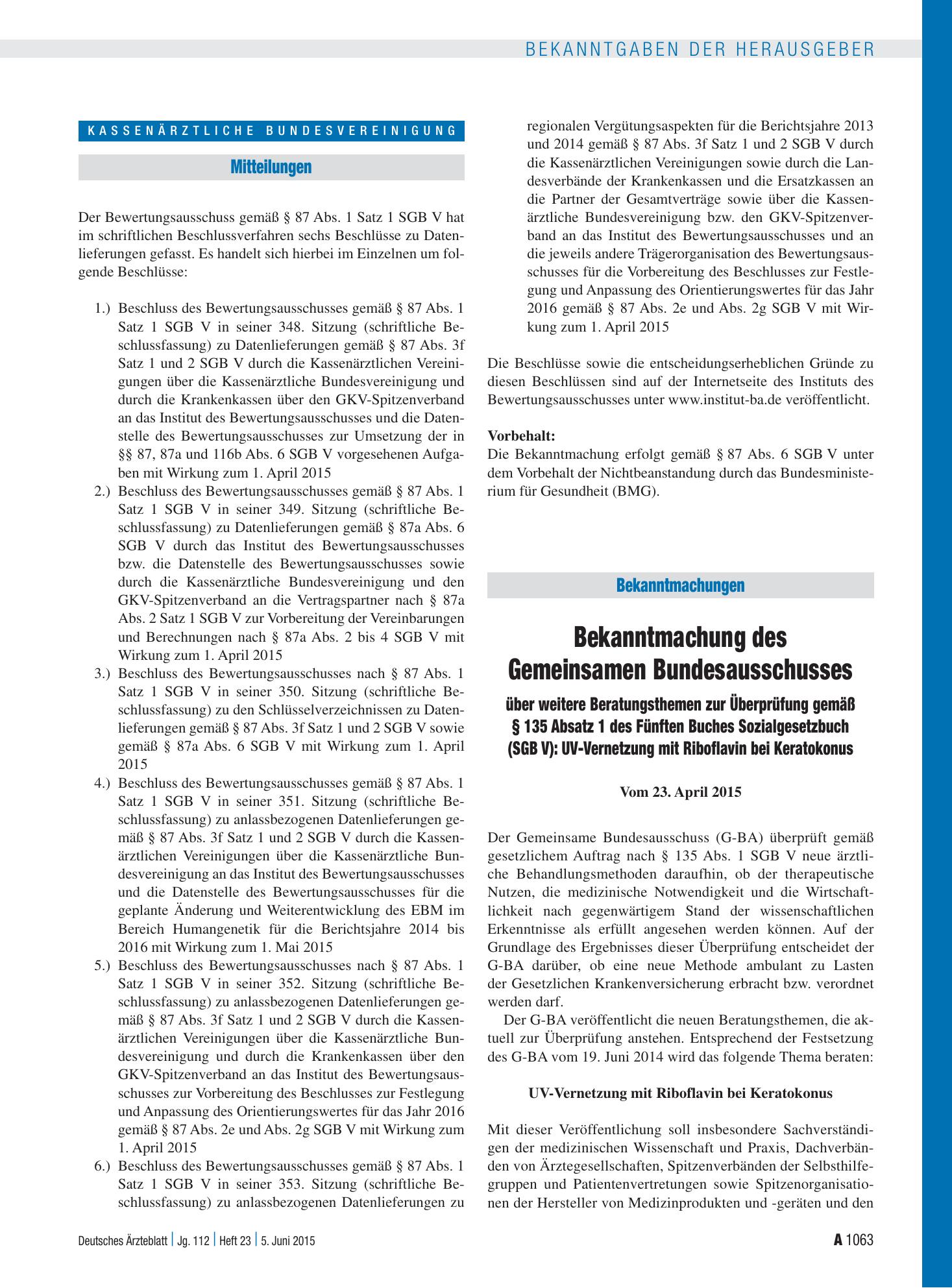 Vorschauseite 1: Mitteilungen – Deutsches Ärzteblatt