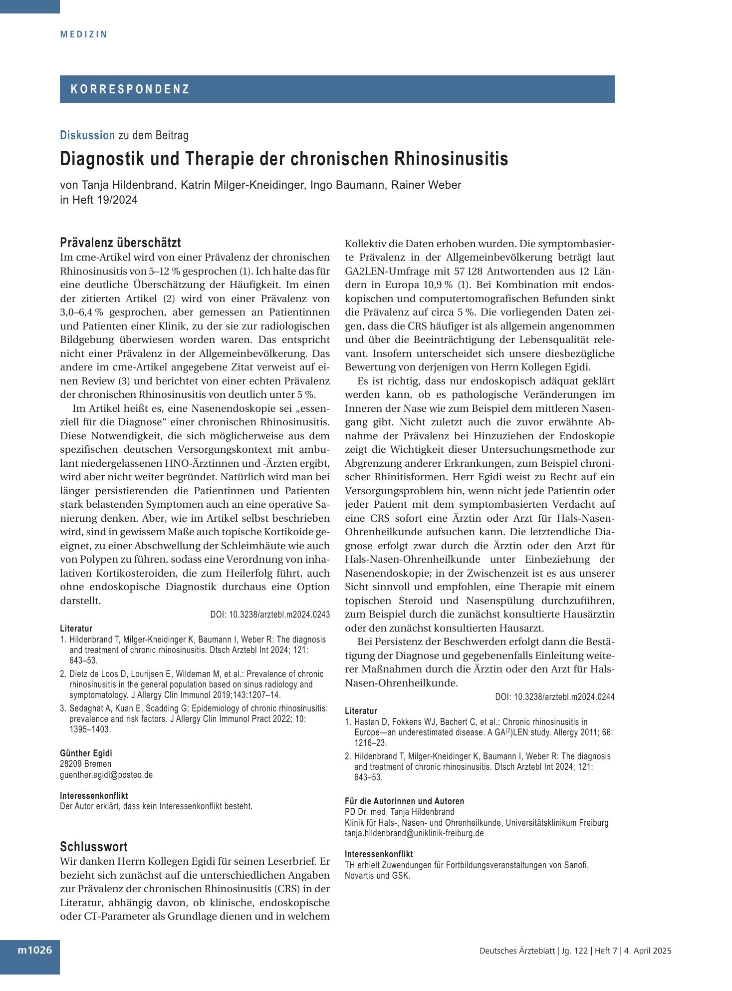 Vorschauseite 1: Schlusswort – Deutsches Ärzteblatt
