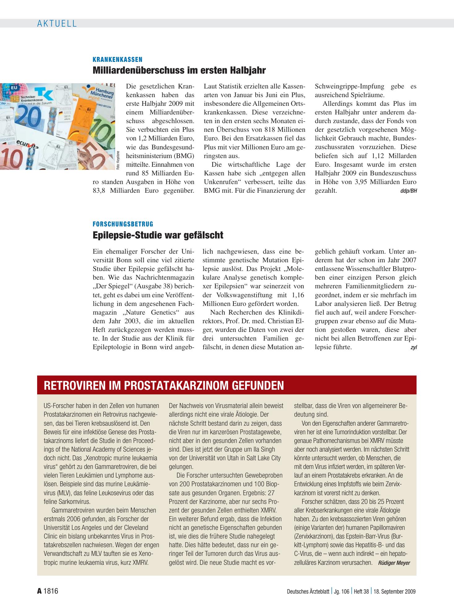 Vorschauseite 1: Forschungsbetrug: Epilepsie-Studie war gefälscht – Deutsches Ärzteblatt