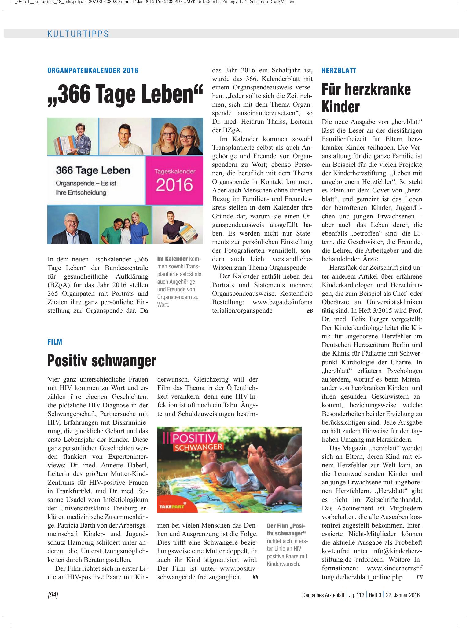 Vorschauseite 1: Herzblatt: Für herzkranke Kinder – Deutsches Ärzteblatt