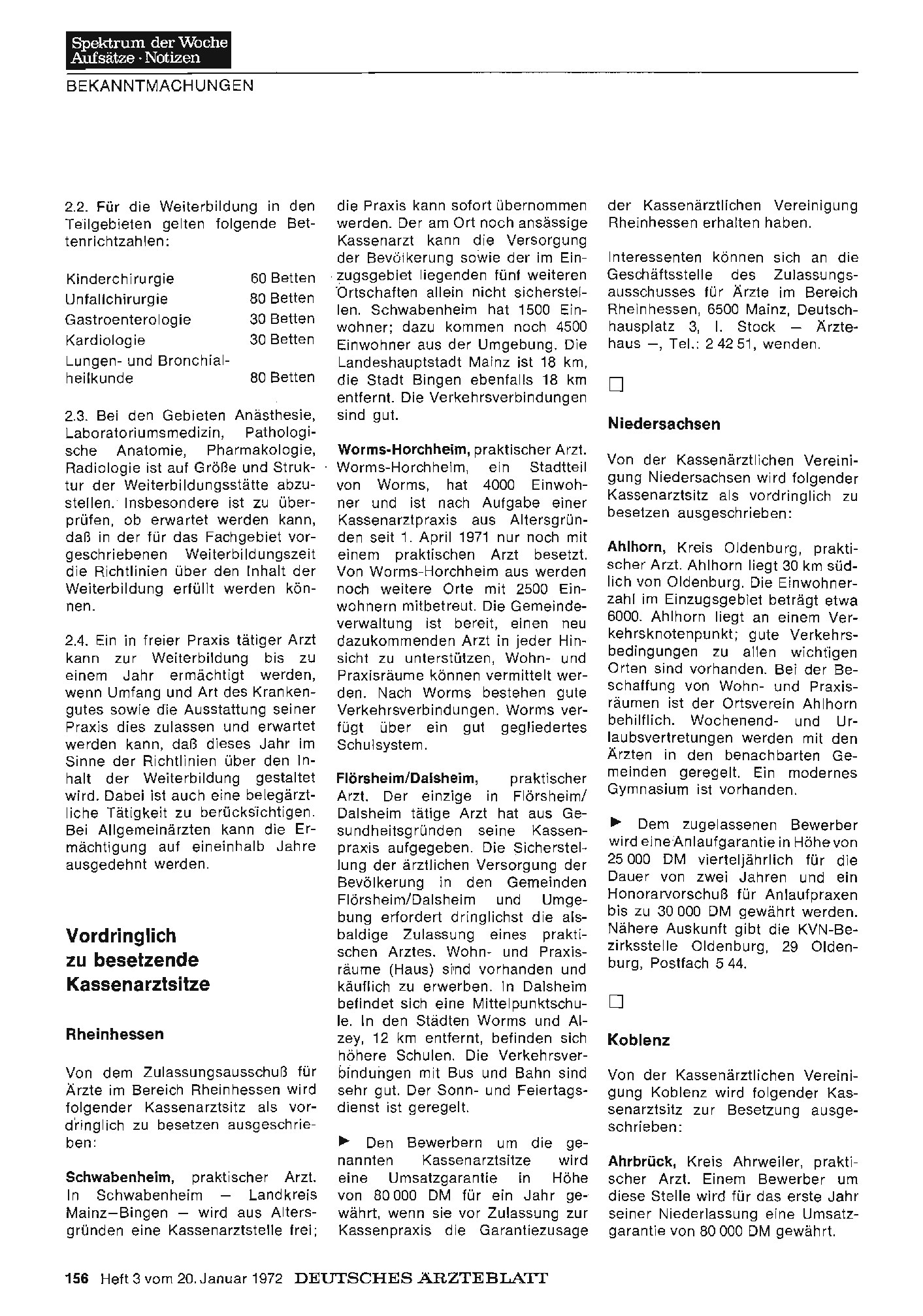 Vorschauseite 1: Vordringlich zu besetzende Kassenarztsitze