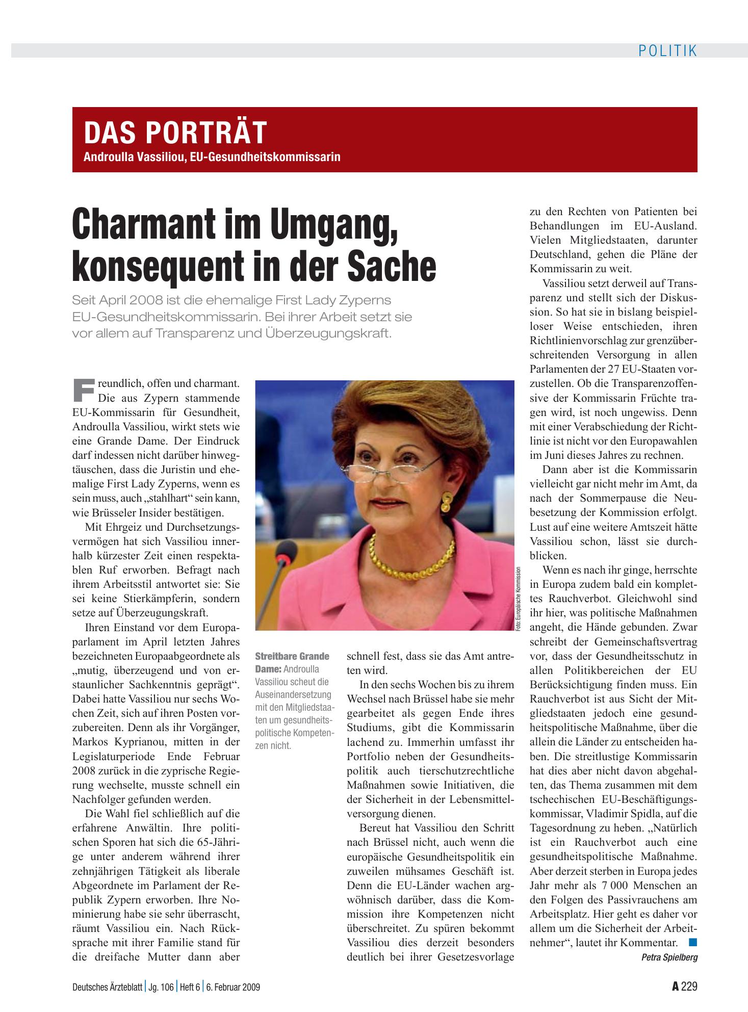 Vorschauseite 1: Charmant im Umgang, konsequent in der Sache – Deutsches Ärzteblatt